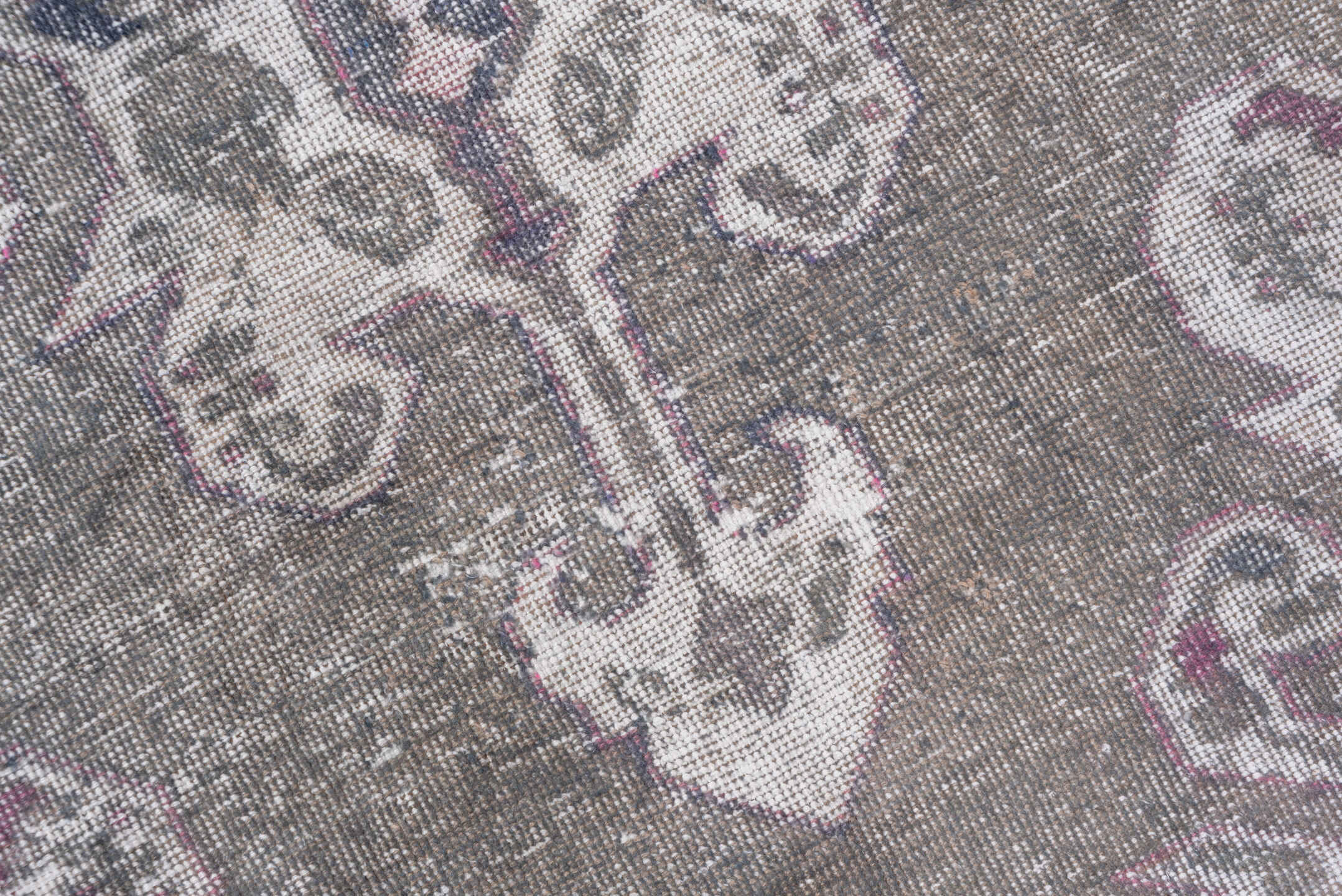 4' x 7' one-of-a-kind handmade vintage Oushak rug. Color palette: taupe, ivory, slate, lavender, rose, charcoal, beige, gray
