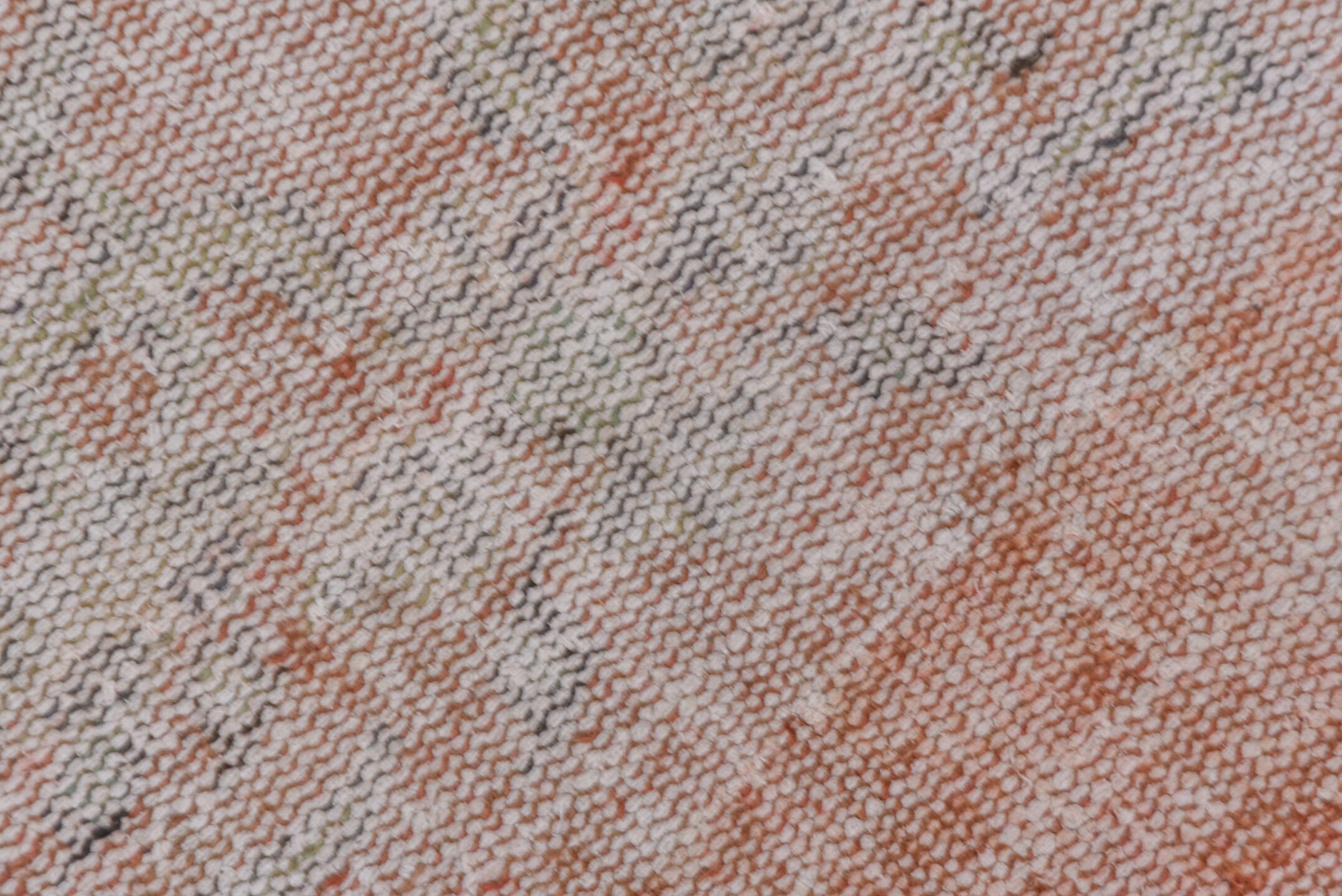 6' x 9' one-of-a-kind handmade vintage Oushak medium size rug. Color palette: blush, ivory, silver, taupe, pale gray, peach