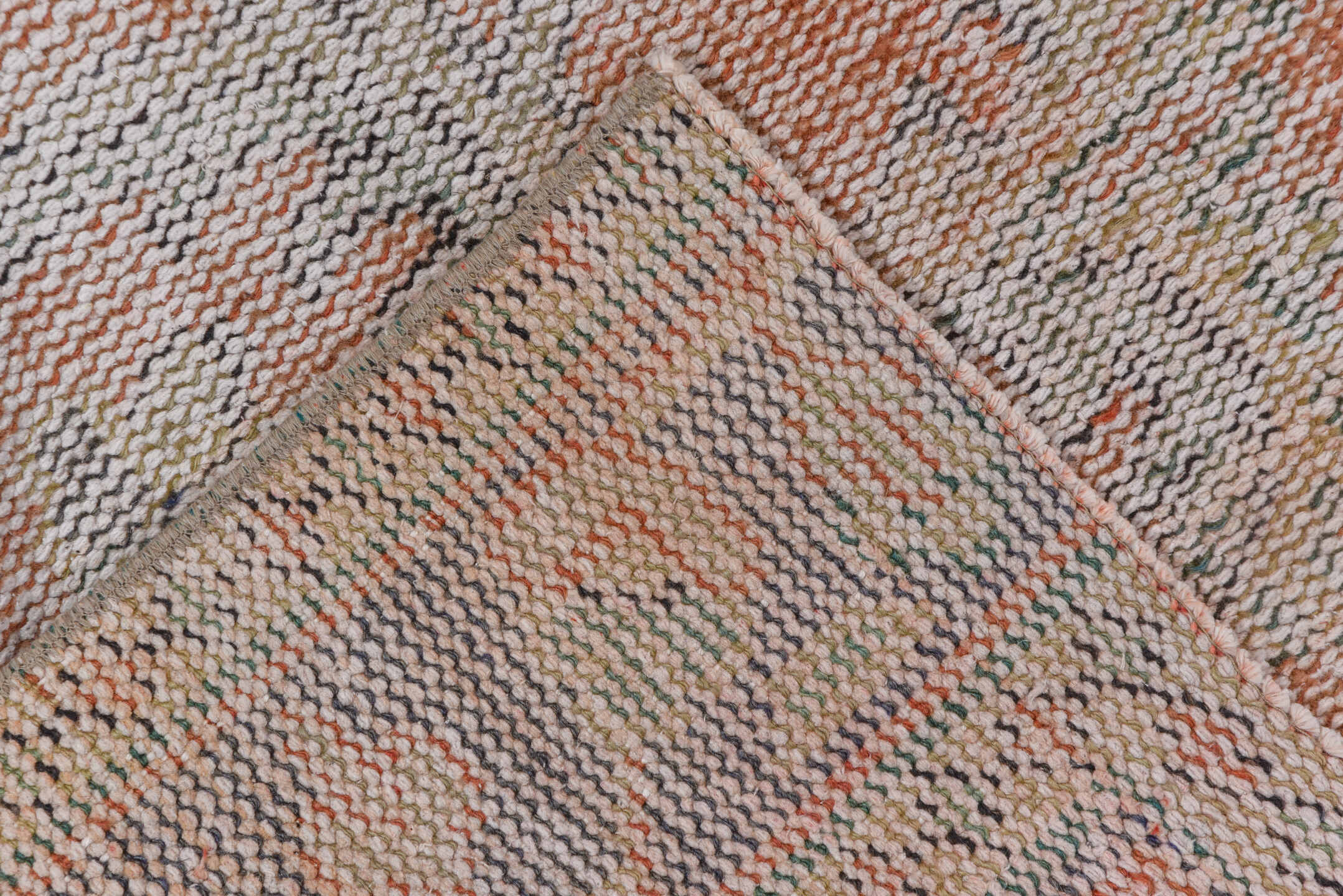 6' x 9' one-of-a-kind handmade vintage Oushak medium size rug. Color palette: blush, ivory, silver, taupe, pale gray, peach