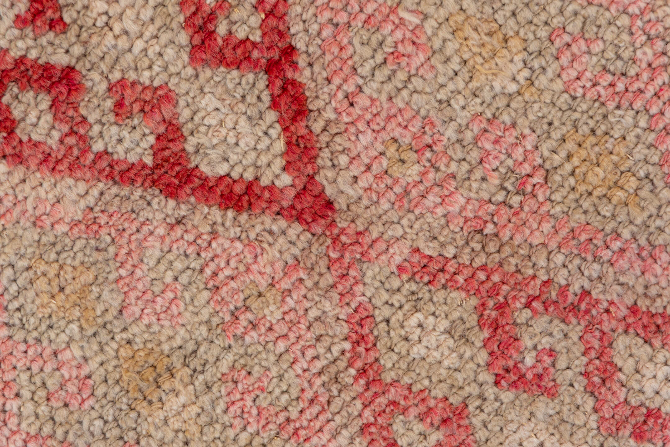 3' x 11' one-of-a-kind handmade vintage Oushak runner rug. Color palette: blush, ivory, coral, rose, taupe, camel, pink