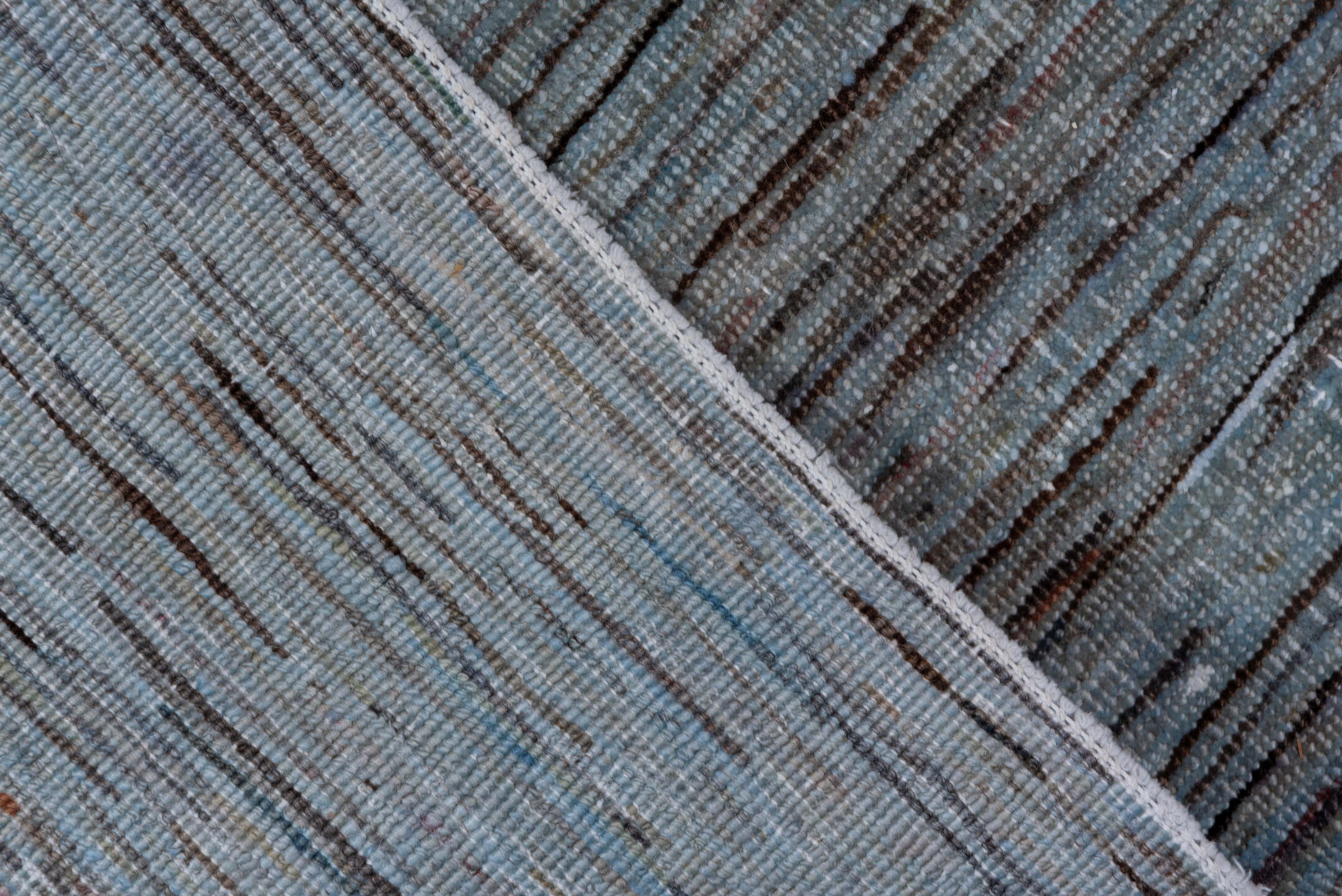 5' x 9' one-of-a-kind handmade vintage Oushak medium size rug. Color palette: pale blue, sky blue, slate, taupe, rose