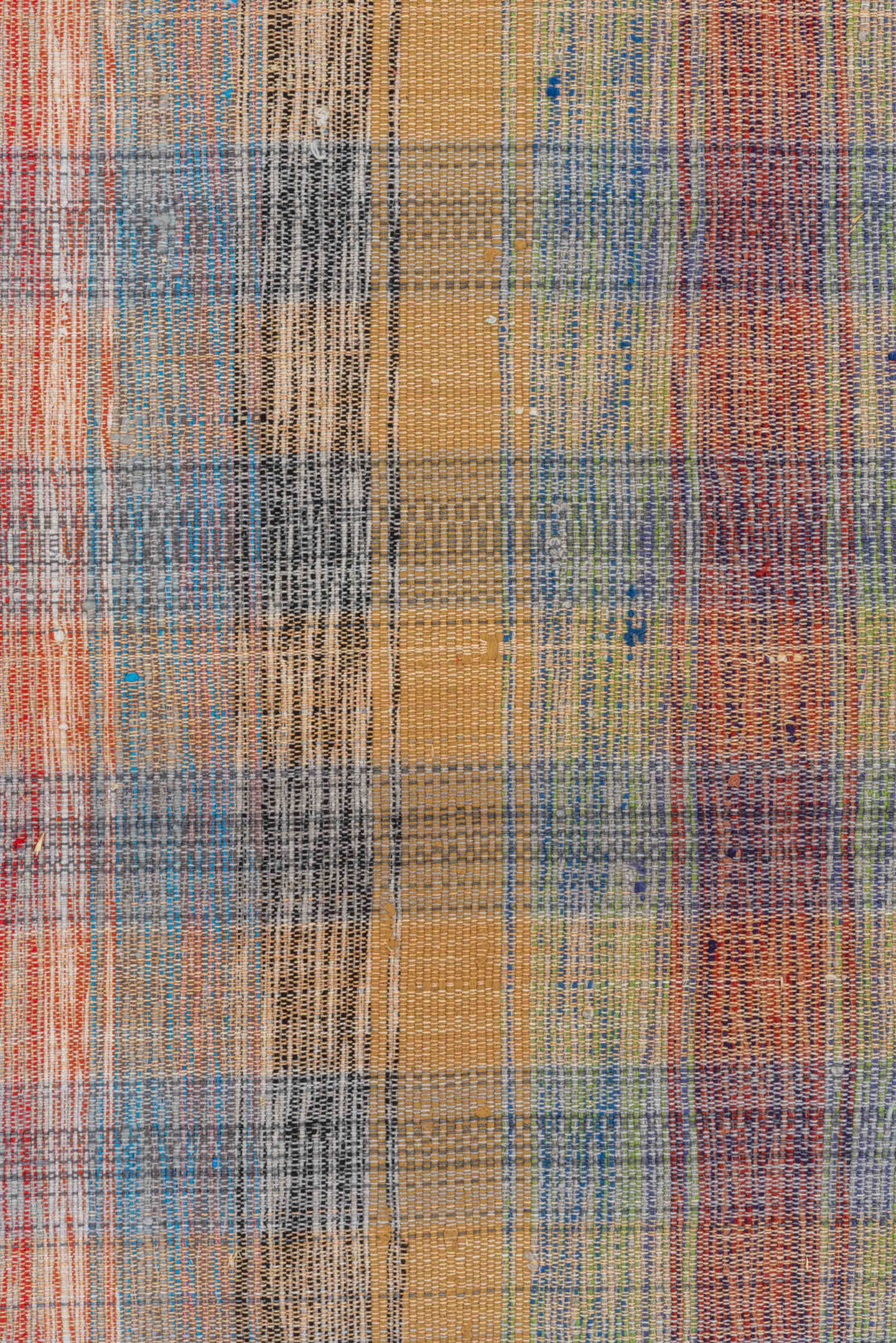 11' x 20' one-of-a-kind handmade vintage Rag Rug oversize rug. Color palette: taupe, blue, rose, peach, gray, ivory, rust