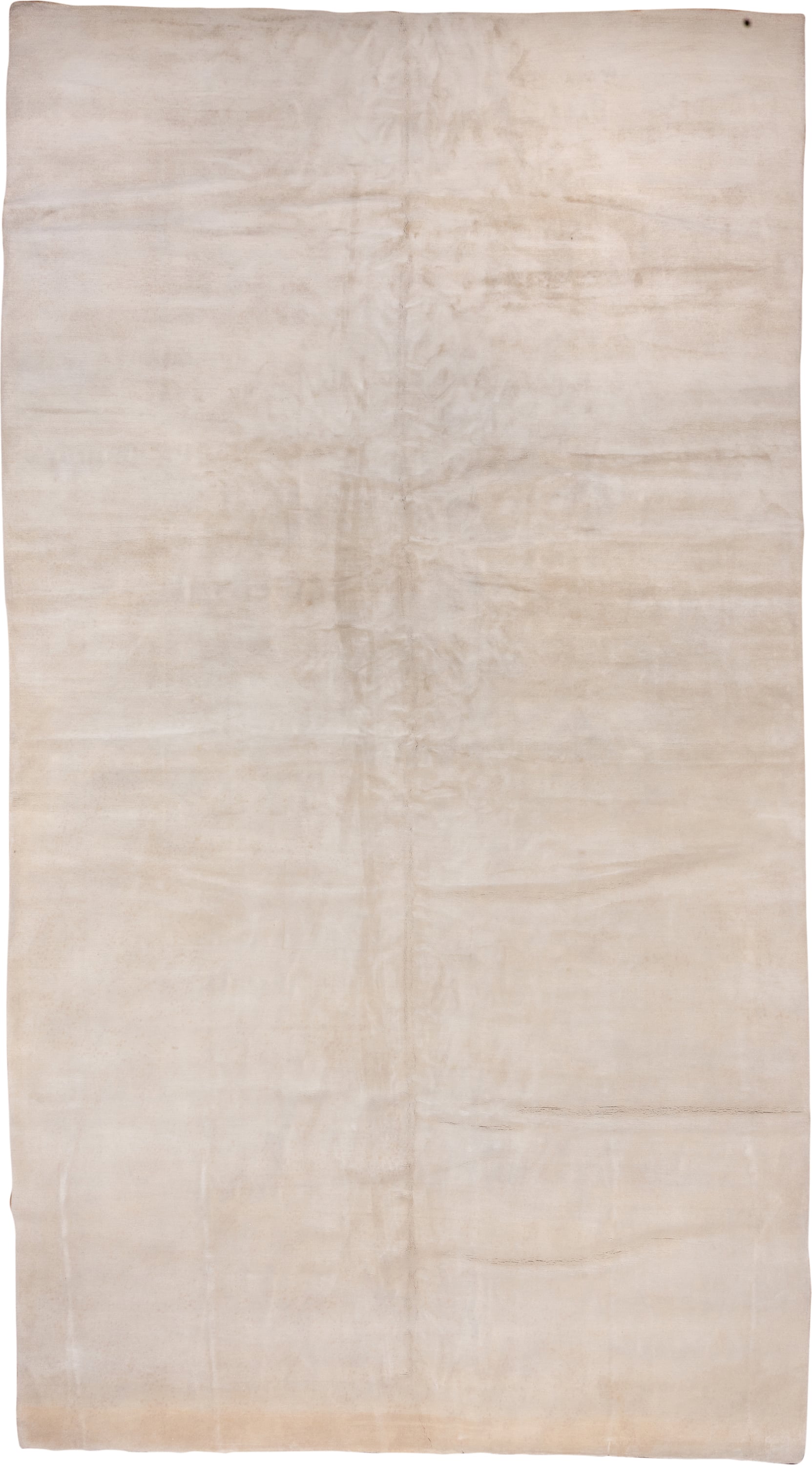 11' x 20' one-of-a-kind handmade vintage Tibetan oversize rug. Color palette: ivory, cream, beige, taupe, gray