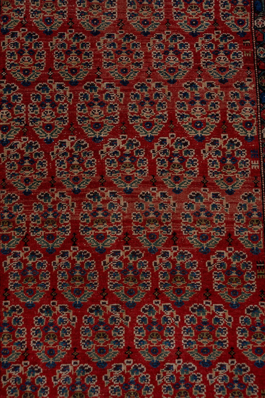 3' x 15' one-of-a-kind handmade antique Malayer runner rug. Color palette: rust, indigo, ivory, olive, burgundy, camel, navy