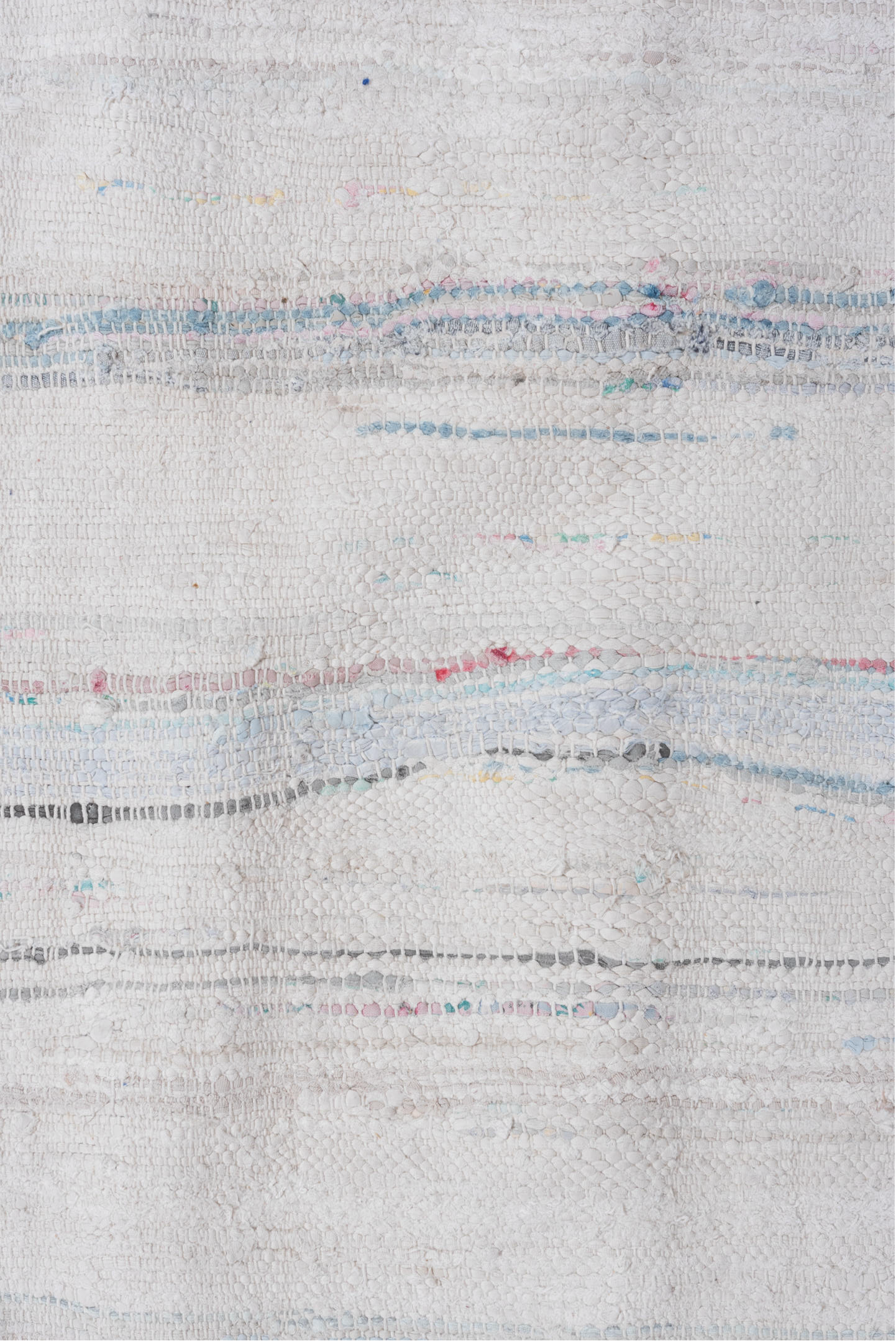 5' x 10' one-of-a-kind handmade vintage Rag Rug medium size rug. Color palette: alice blue, blue, gainsboro, ghost white