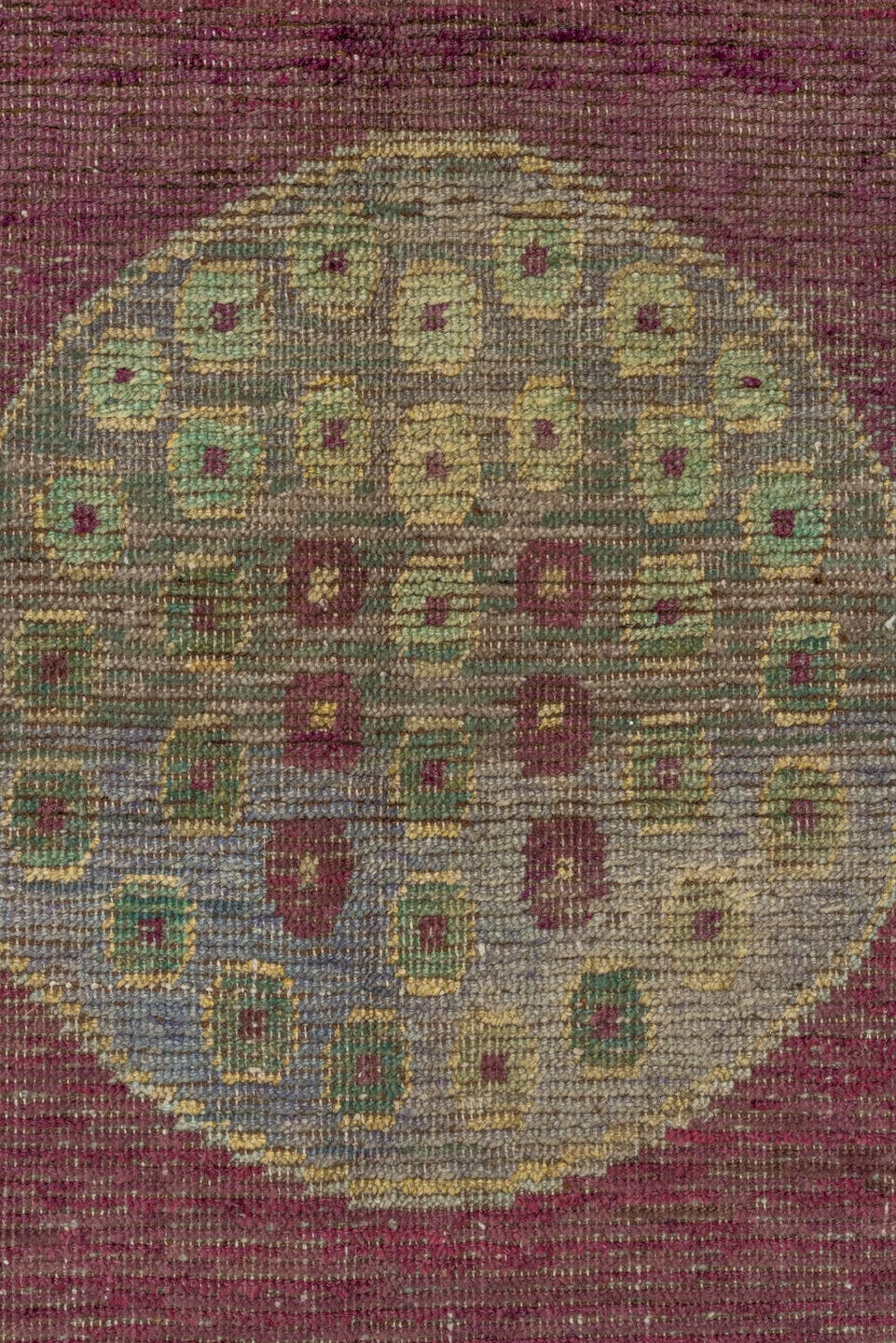 3' x 6' one-of-a-kind handmade antique Khotan small size rug. Color palette: burgundy, gold, ivory, sage, rose, taupe, green