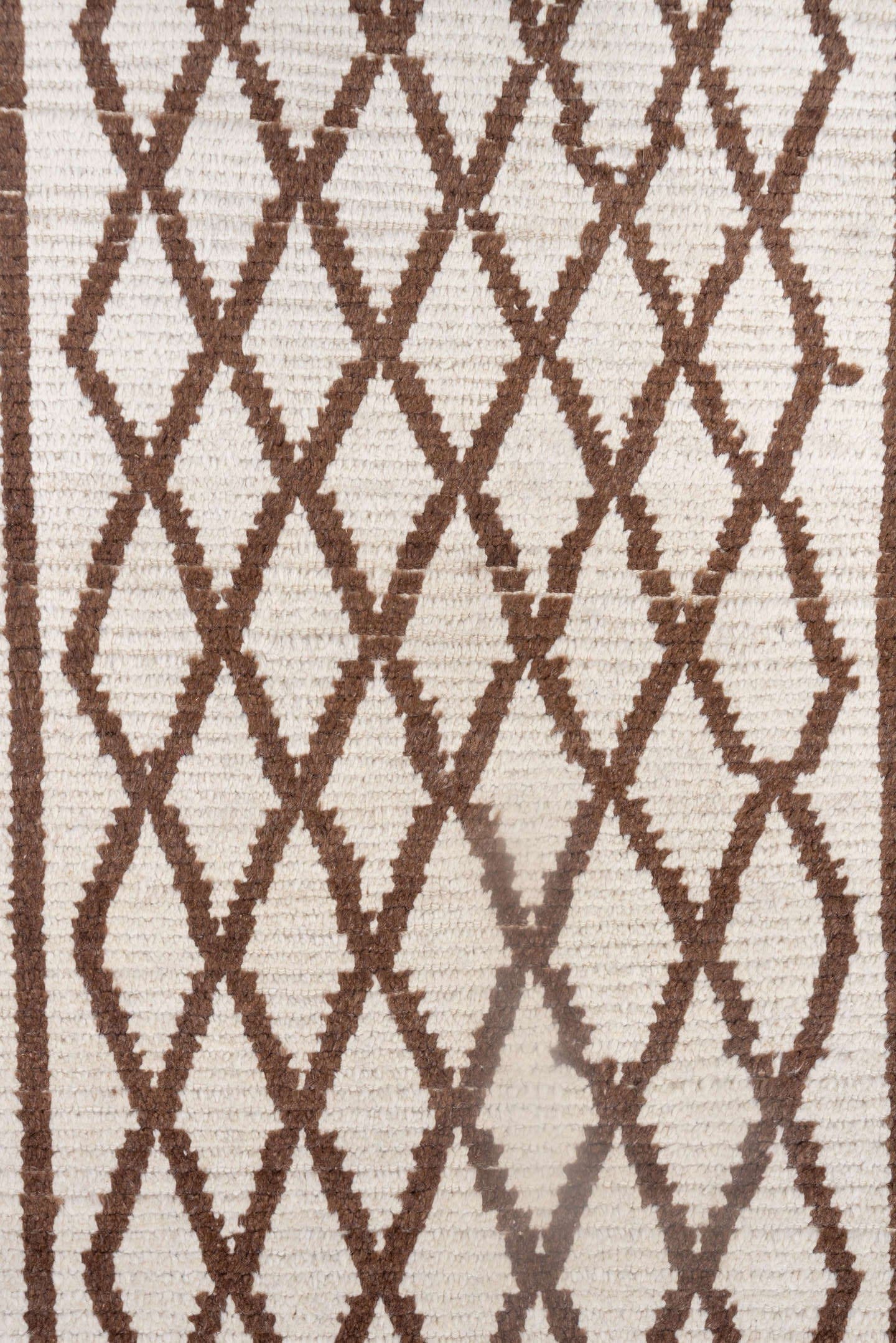 3' x 6' one-of-a-kind handmade vintage Tulu small size rug. Color palette: ivory, brown