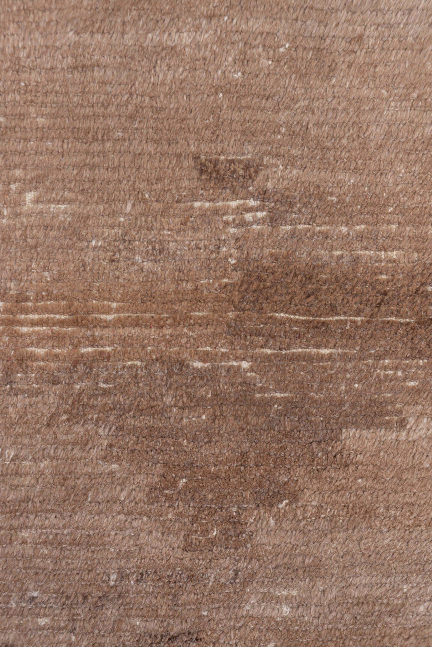 4' x 6' one-of-a-kind handmade antique Tulu small size rug. Color palette: taupe, mushroom, camel, brown, ivory, beige, gray