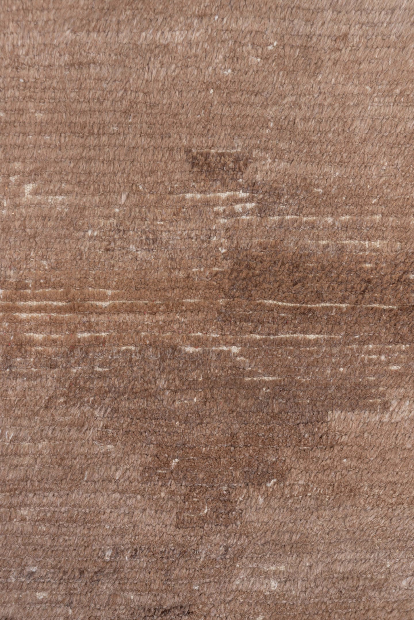4' x 6' one-of-a-kind handmade antique Tulu small size rug. Color palette: taupe, mushroom, camel, brown, ivory, beige, gray