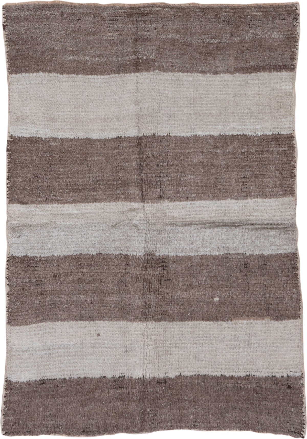 5' x 7' one-of-a-kind handmade antique Moroccan rug. Color palette: taupe, ivory, cream, greige, stone, beige, gray