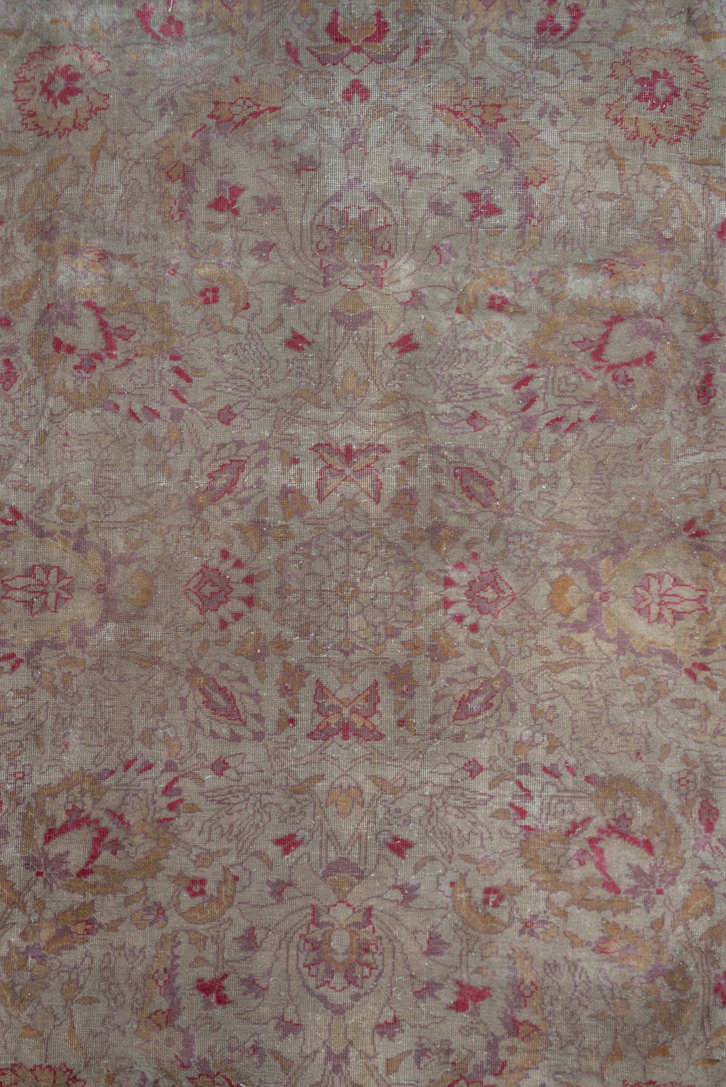 7' x 10' one-of-a-kind handmade antique Sivas large size rug. Color palette: beige, rose, dusty pink, taupe, ivory, gold