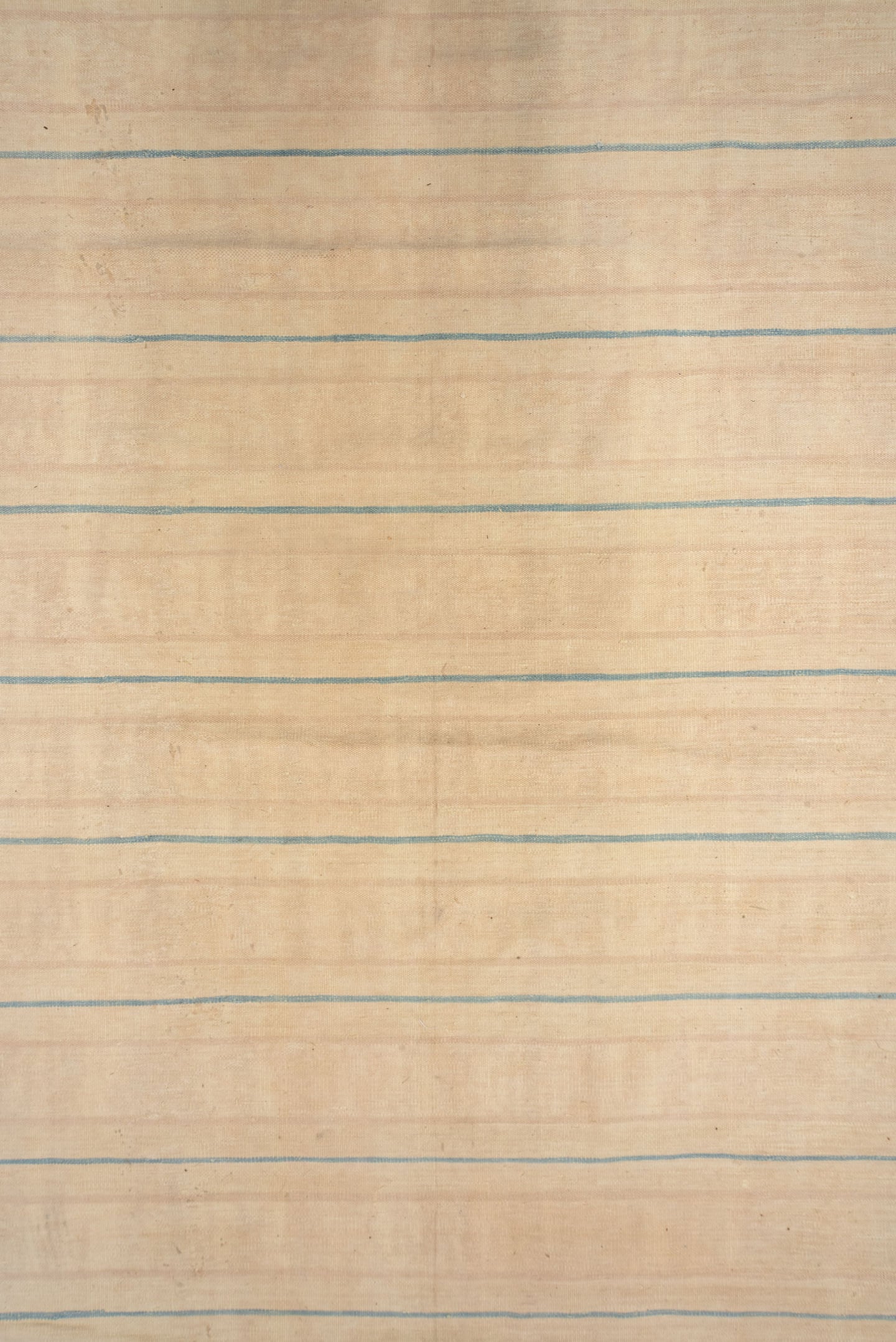 13' x 17' one-of-a-kind handmade antique Dhurrie oversize rug. Color palette: ivory, cream, pale blue, beige, light blue