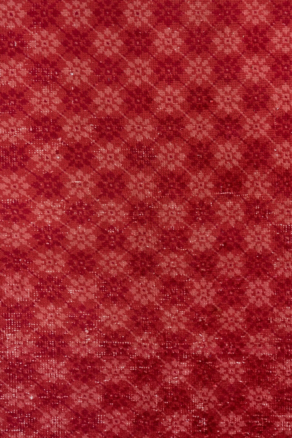 6' x 9' one-of-a-kind handmade antique Oushak medium size rug. Color palette: red, crimson, rose, burgundy, charcoal, pink