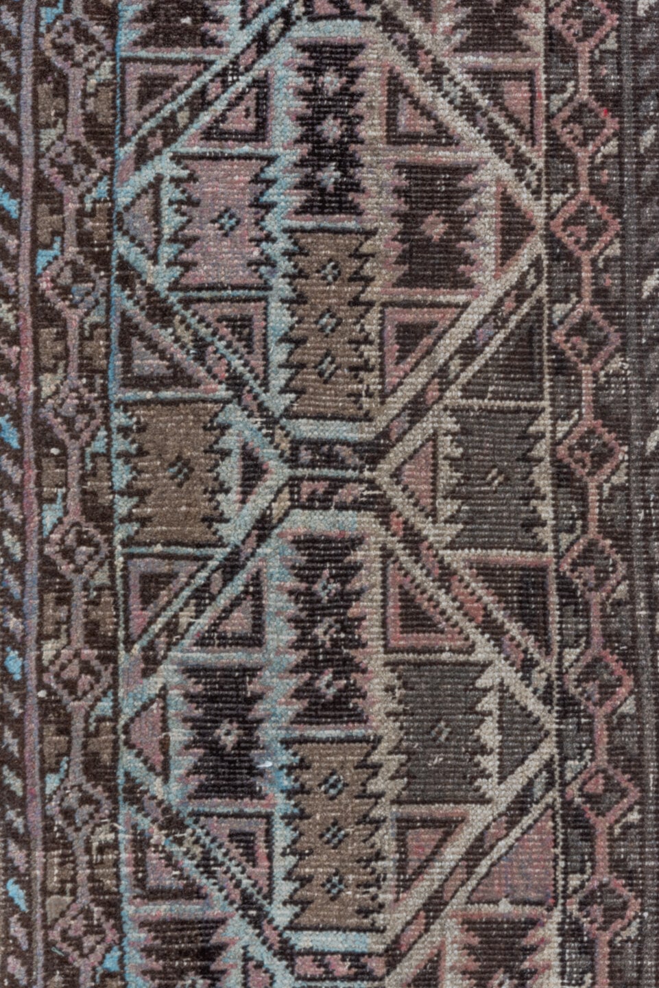 1' x 4' one-of-a-kind handmade antique Hamadan small size rug. Color palette: brown, ivory, taupe, rose, charcoal, slate