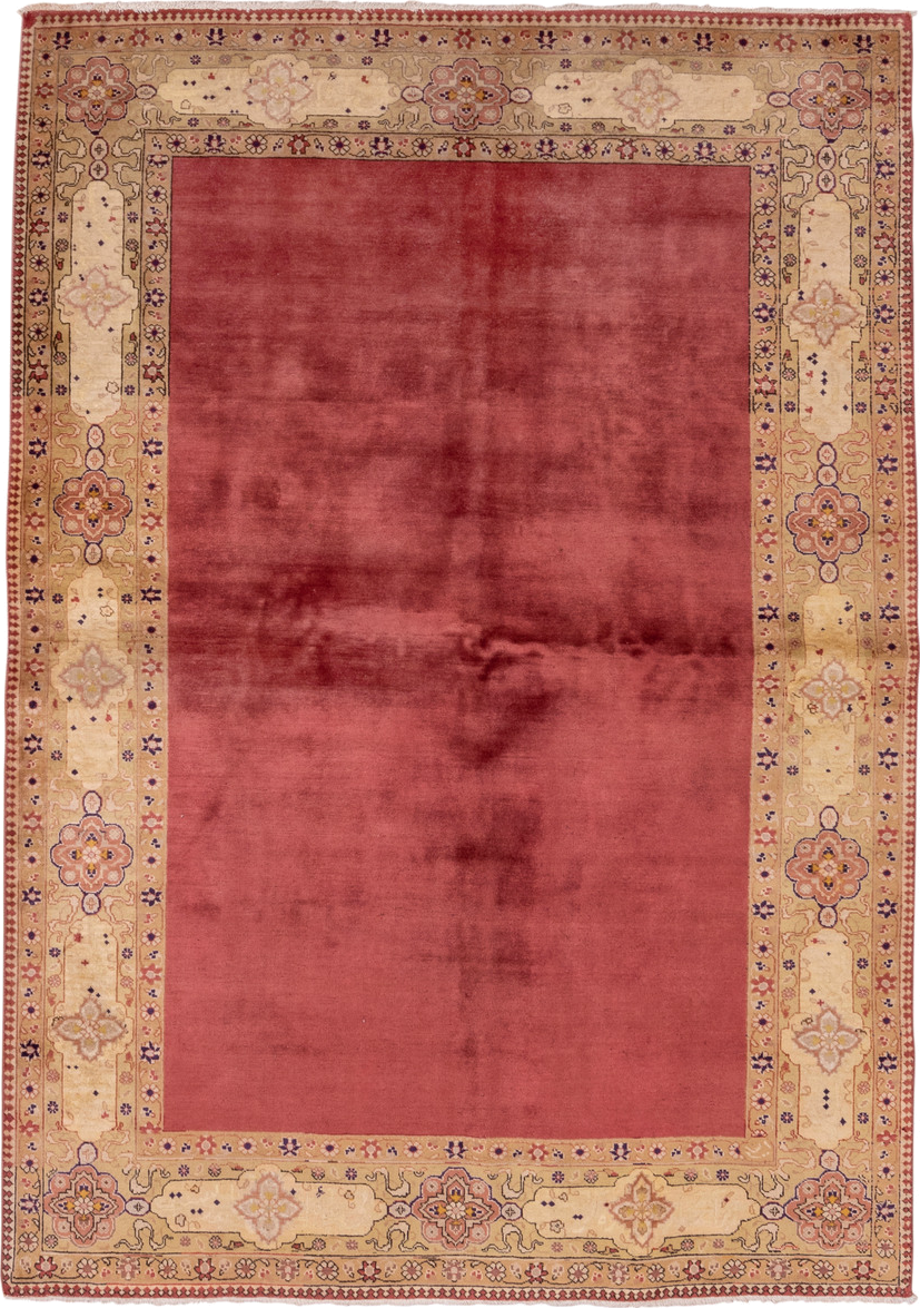 6' x 8' one-of-a-kind handmade vintage Tabriz medium size rug. Color palette: brown, indian red, orange, pink, red