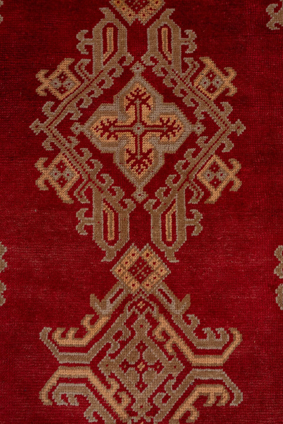 12' x 12' one-of-a-kind handmade antique Oushak oversize rug. Color palette: red, ivory, rust, gold, camel, burgundy