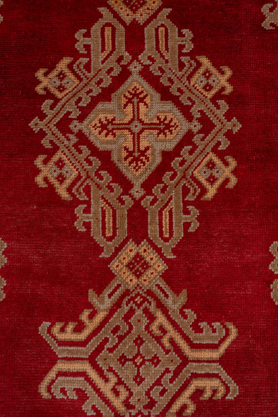 12' x 12' one-of-a-kind handmade antique Oushak oversize rug. Color palette: red, ivory, rust, gold, camel, burgundy