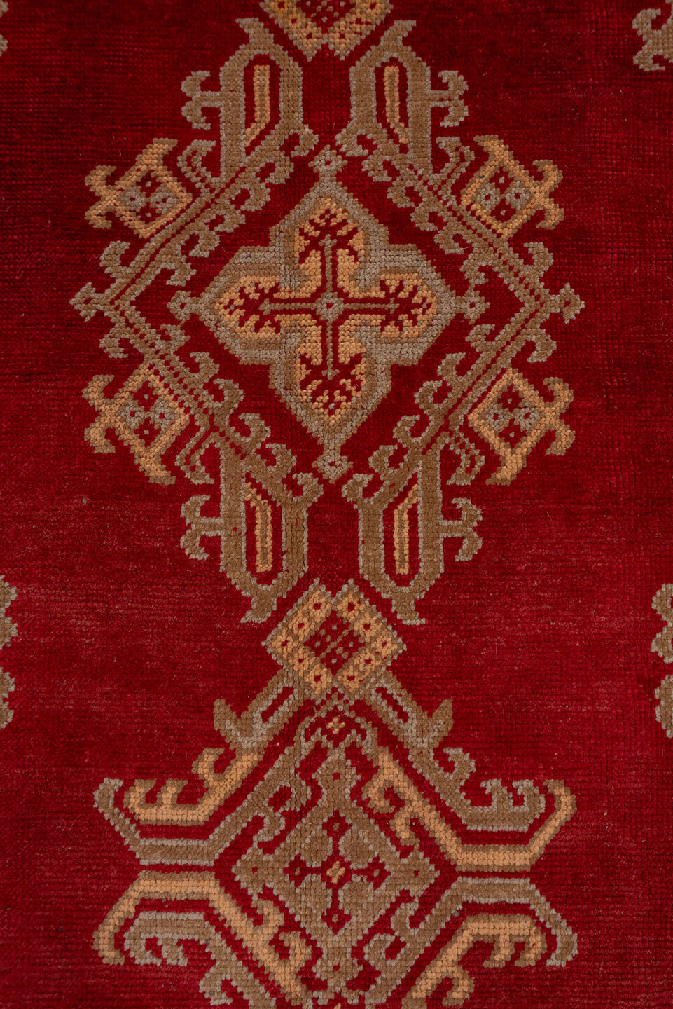 12' x 12' one-of-a-kind handmade antique Oushak oversize rug. Color palette: red, ivory, rust, gold, camel, burgundy