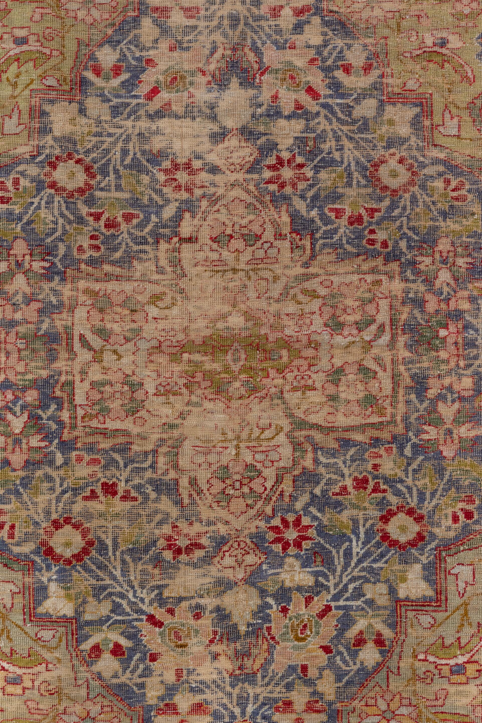 4' x 7' one-of-a-kind handmade vintage Kaisary rug. Color palette: brown, gray, pink, red, redwood