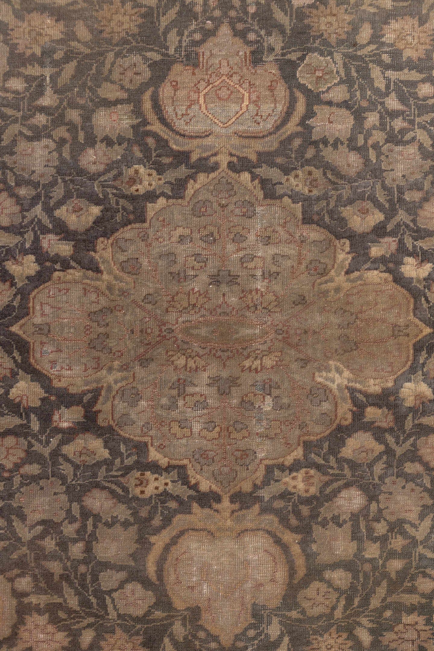 4' x 6' one-of-a-kind handmade antique Sivas small size rug. Color palette: taupe, rose, charcoal, camel, terra cotta, beige