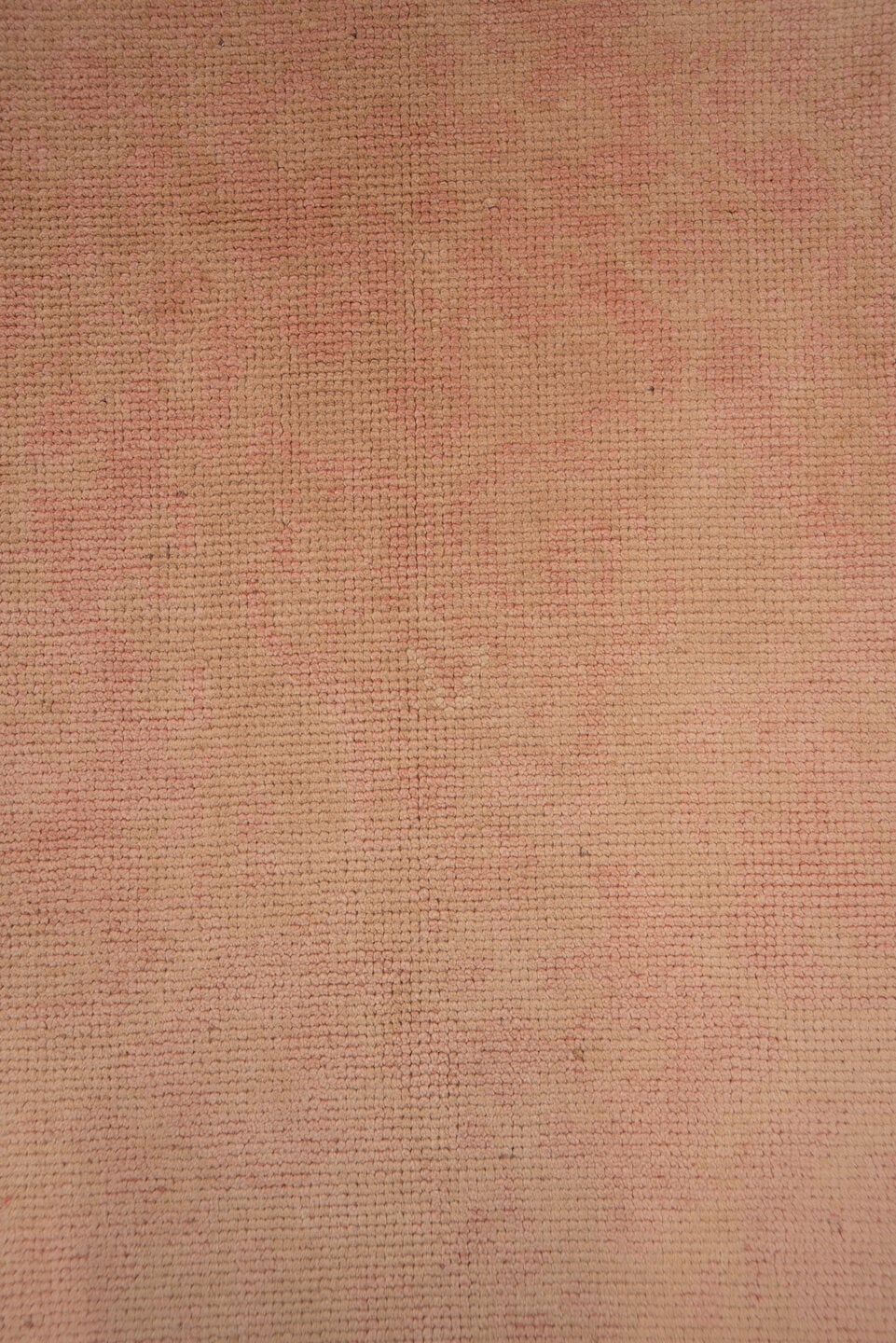 3' x 11' one-of-a-kind handmade antique Oushak runner rug. Color palette: blush, rose, peach, taupe, camel, pink, red