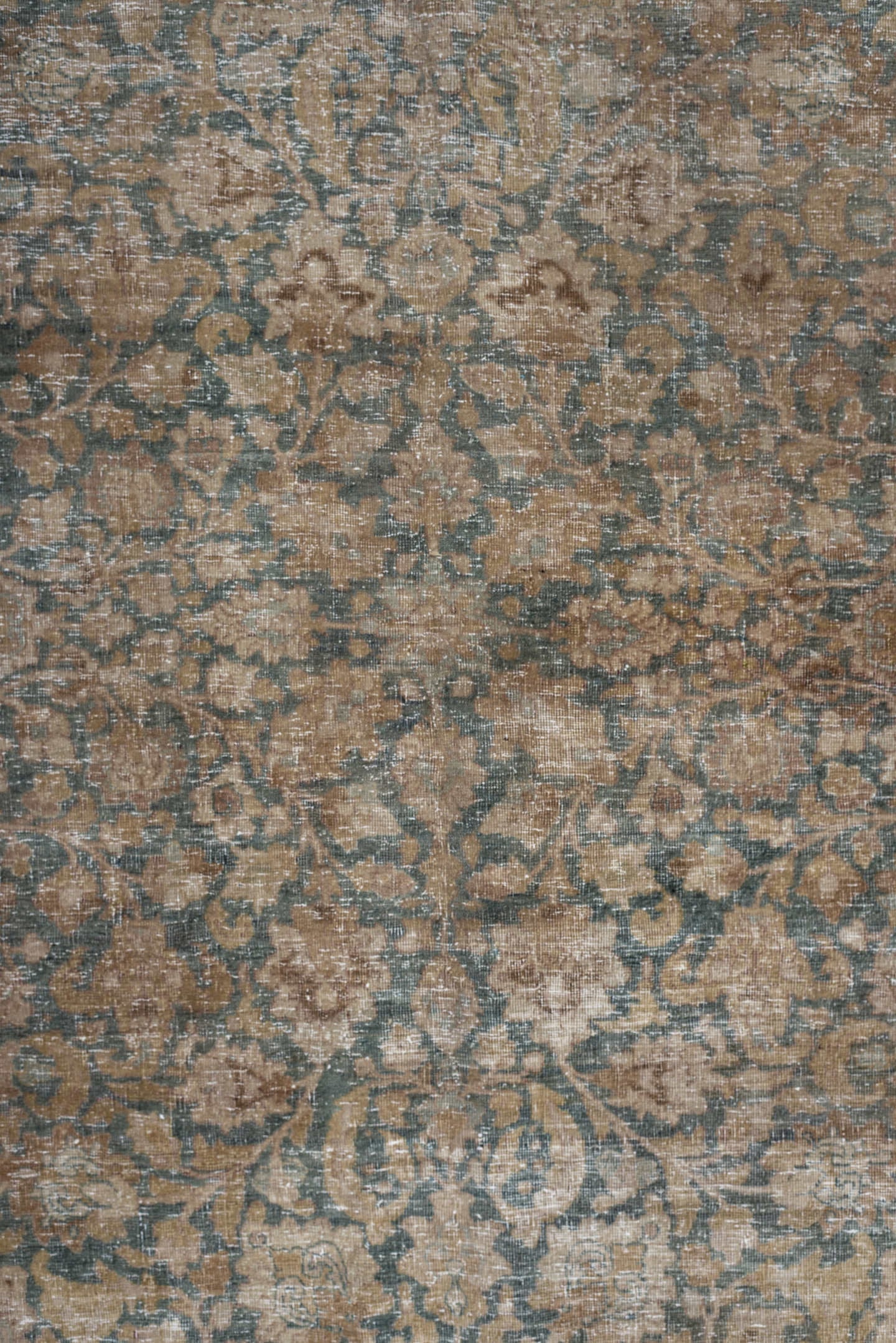 11' x 16' one-of-a-kind handmade antique Tabriz oversize rug. Color palette: taupe, faded blue, beige, ivory, camel, slate