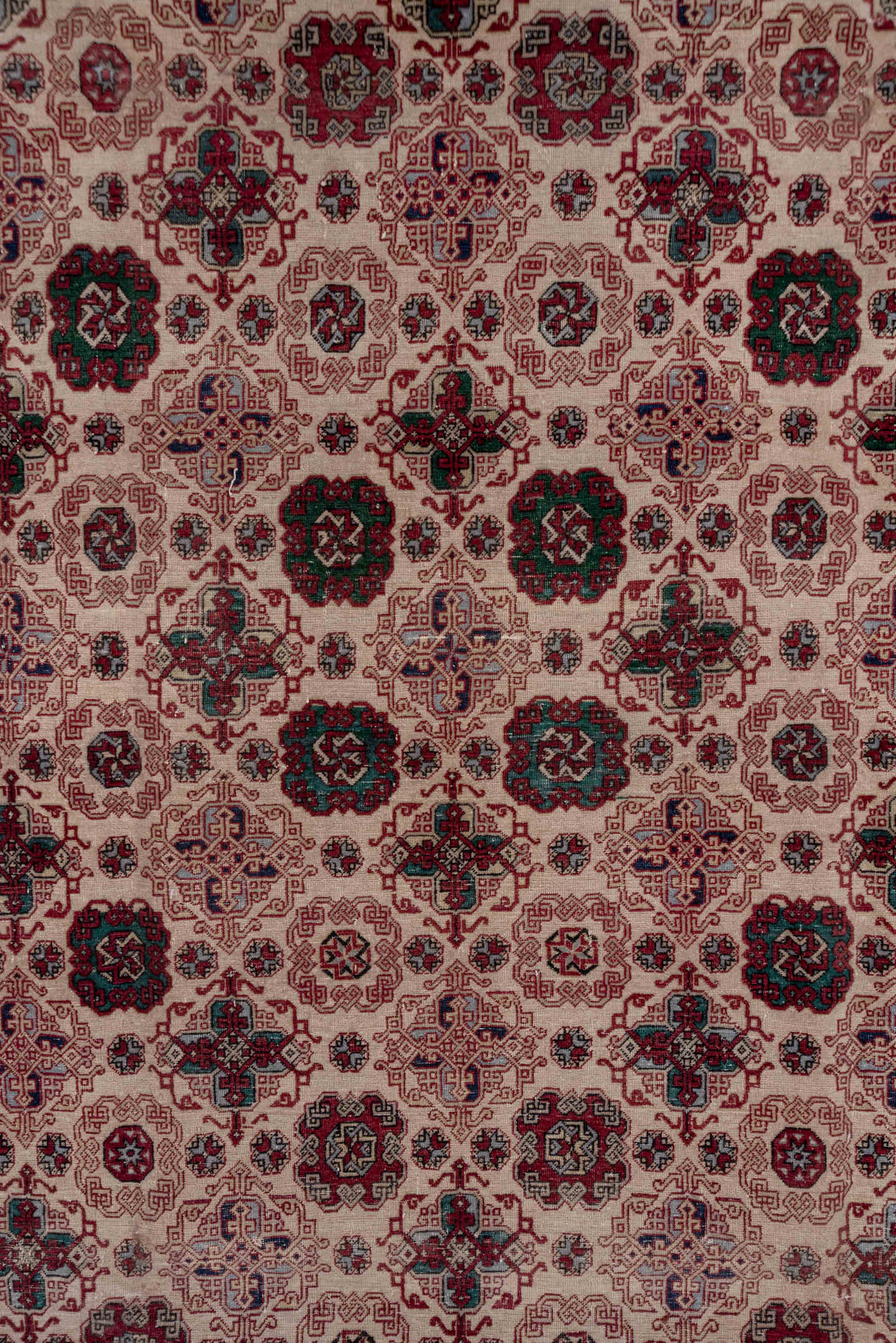6' x 10' one-of-a-kind handmade vintage Hereke large size rug. Color palette: ivory, burgundy, navy, rose, taupe, slate