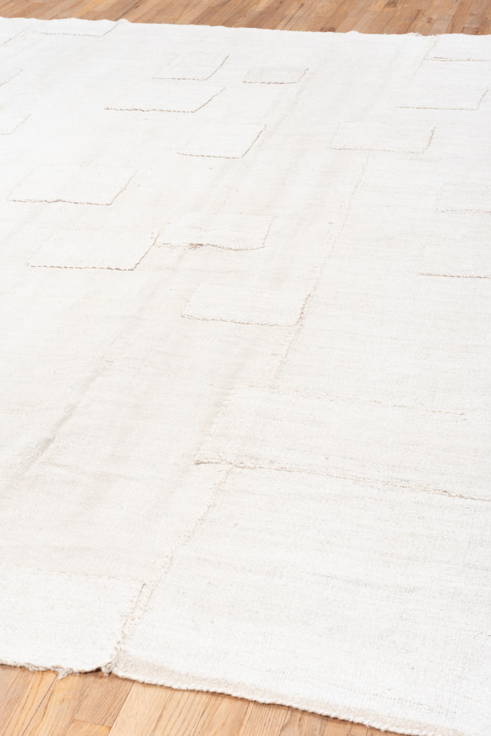 9' x 12' one-of-a-kind handmade vintage Hemp Kilim large size rug. Color palette: ivory, cream, beige
