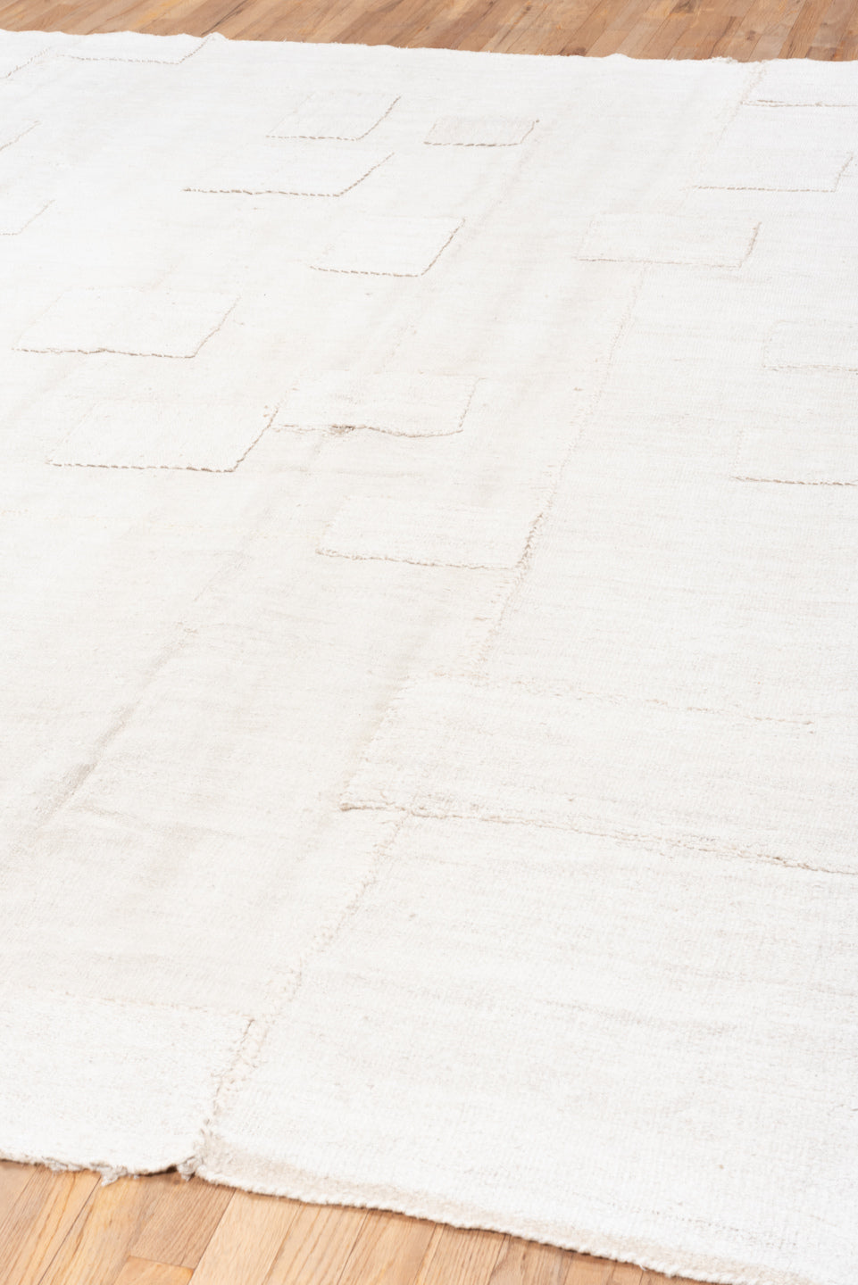9' x 12' one-of-a-kind handmade vintage Hemp Kilim large size rug. Color palette: ivory, cream, beige