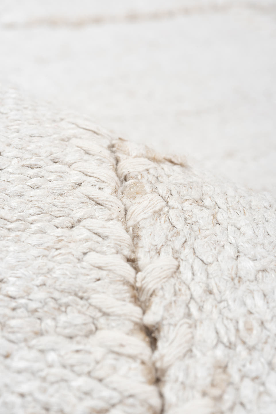 9' x 12' one-of-a-kind handmade vintage Hemp Kilim large size rug. Color palette: ivory, cream, beige