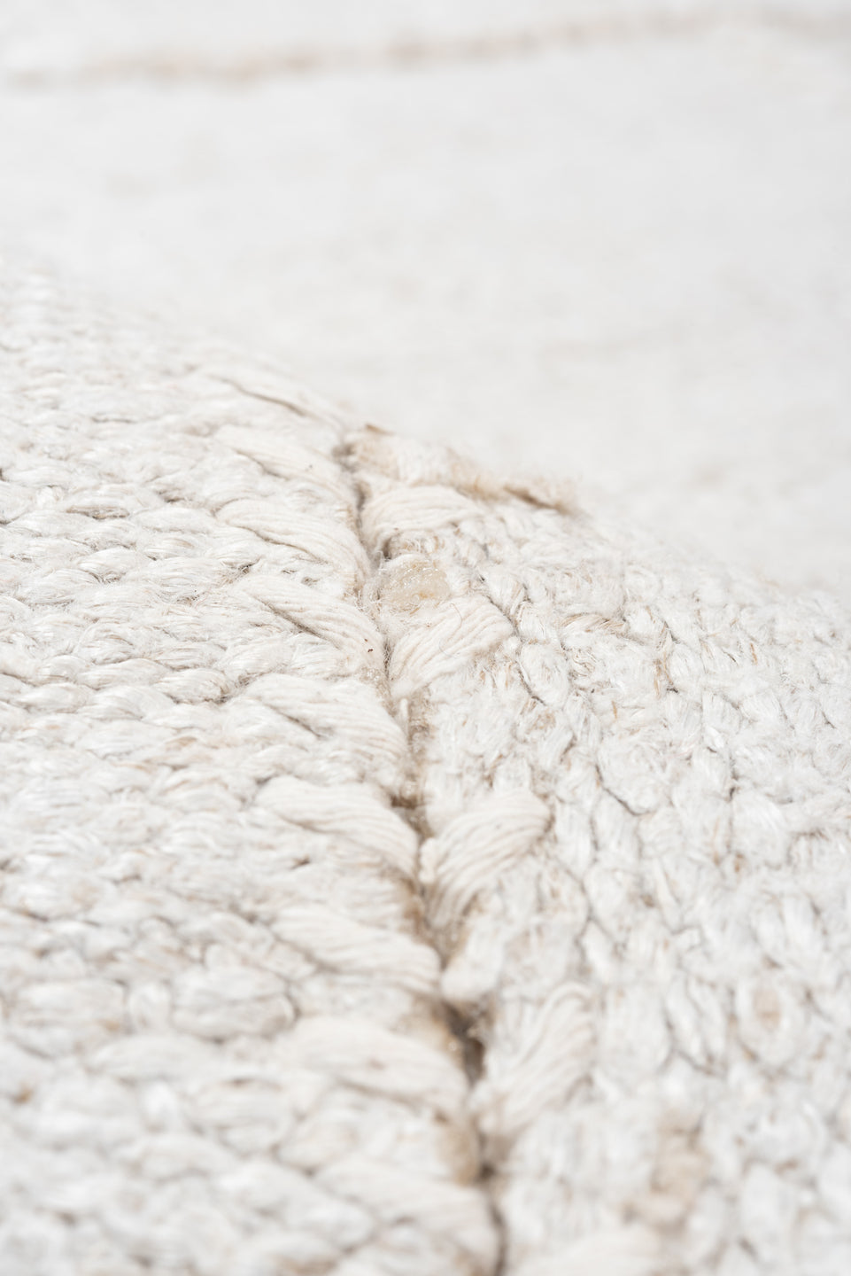 9' x 12' one-of-a-kind handmade vintage Hemp Kilim large size rug. Color palette: ivory, cream, beige