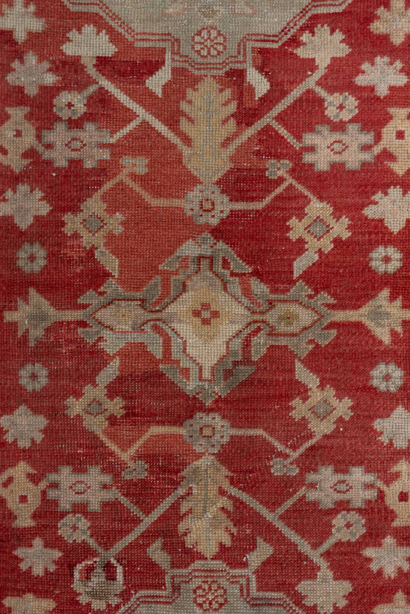 3' x 11' one-of-a-kind handmade vintage Oushak runner rug. Color palette: terra cotta, ivory, beige, rust, camel, rose