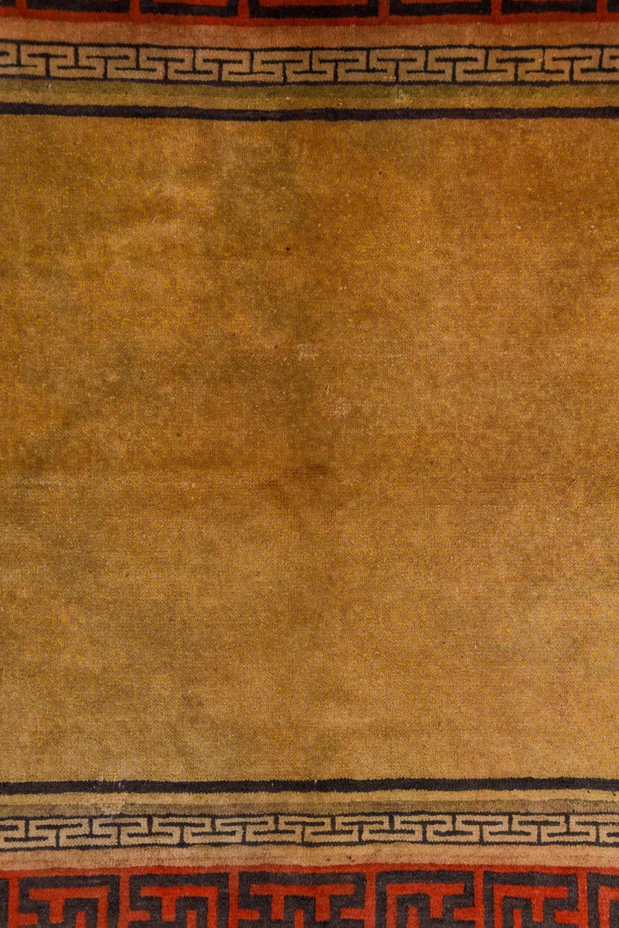 3' x 6' one-of-a-kind handmade vintage Chinese small size rug. Color palette: camel, red, charcoal, ivory, tan, beige, gray