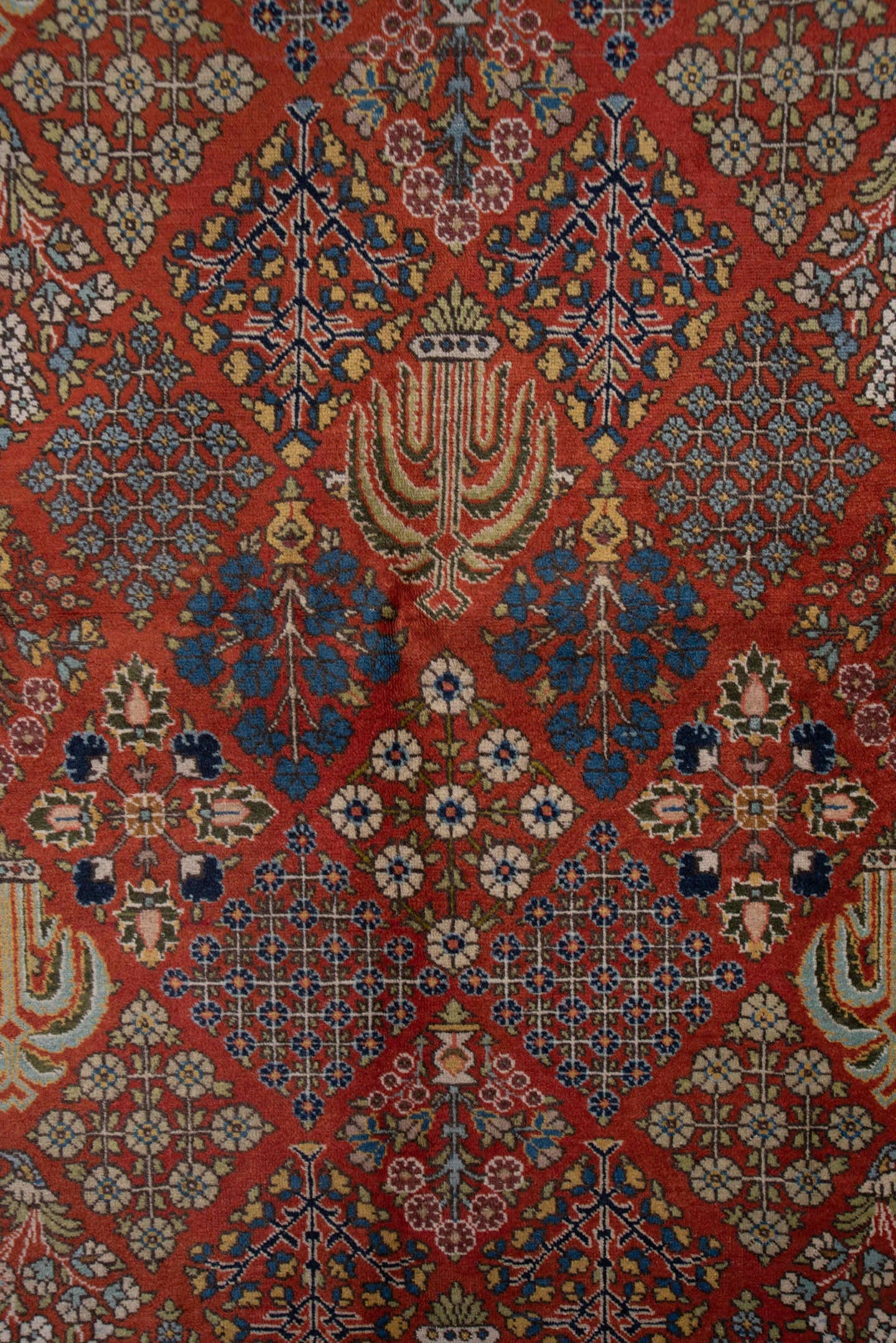 6' x 8' one-of-a-kind handmade antique Tabriz medium size rug. Color palette: rust, ivory, navy, blue, camel, rose, gold