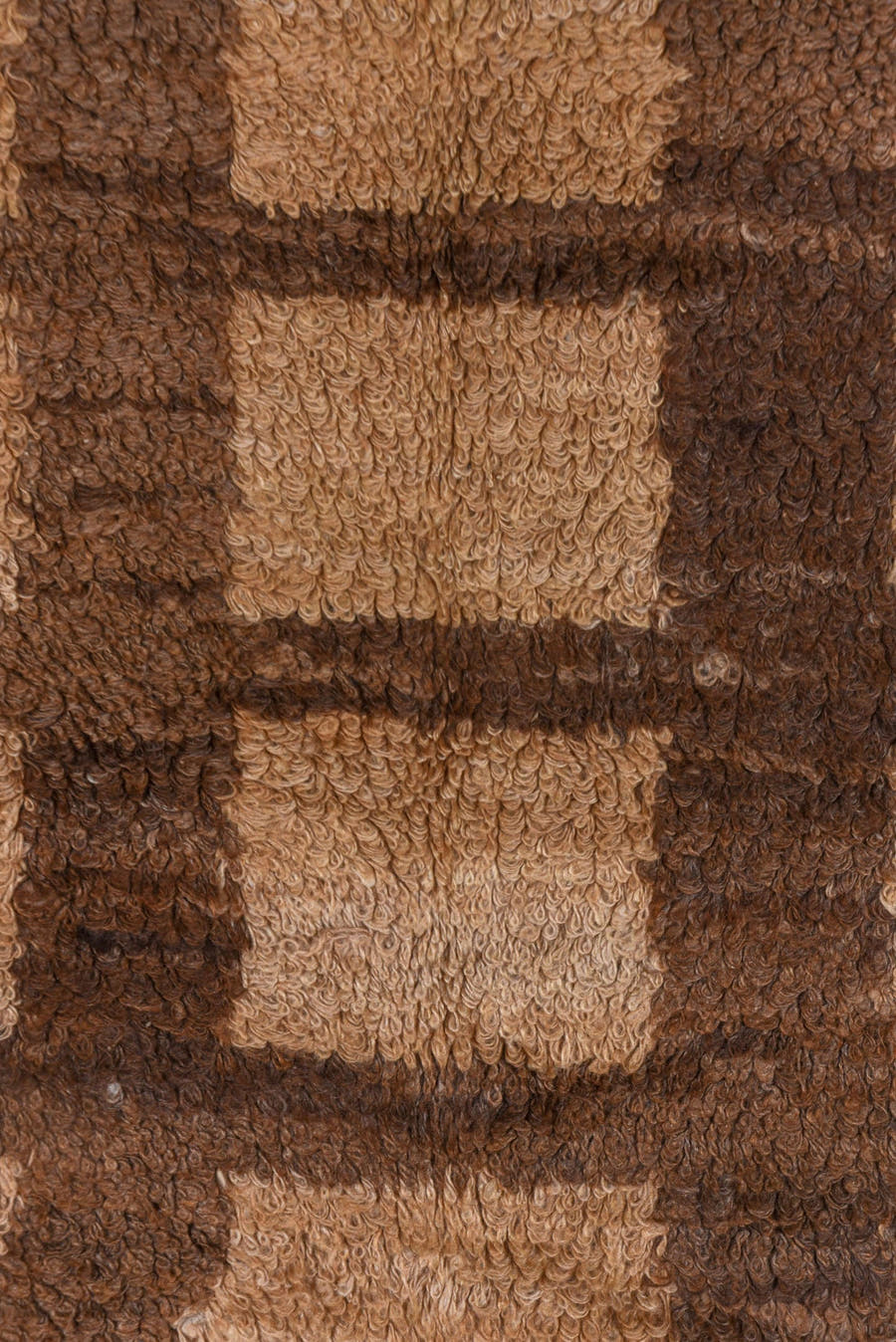 3' x 4' one-of-a-kind handmade vintage Tulu small size rug. Color palette: brown, camel, taupe, beige, gray