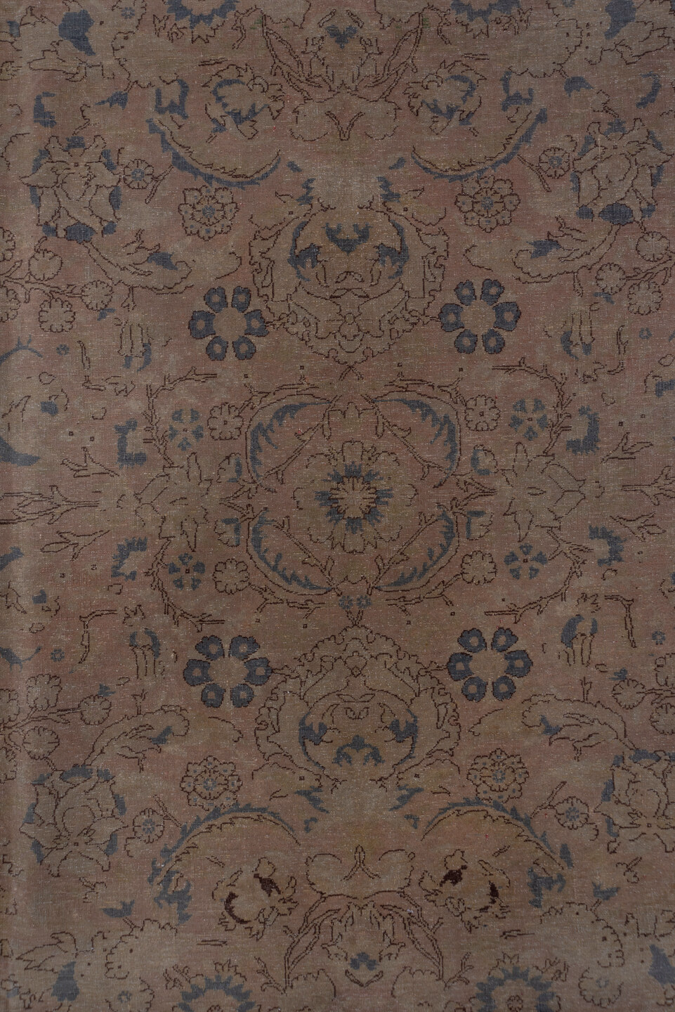 8' x 11' one-of-a-kind handmade vintage Sivas large size rug. Color palette: taupe, slate, dusty blue, beige, ivory, rose