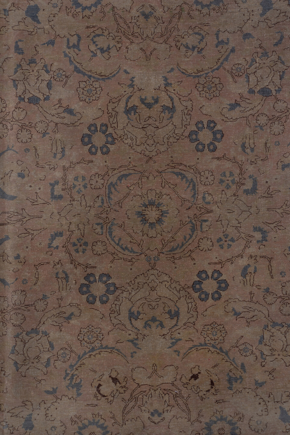 8' x 11' one-of-a-kind handmade vintage Sivas large size rug. Color palette: taupe, slate, dusty blue, beige, ivory, rose