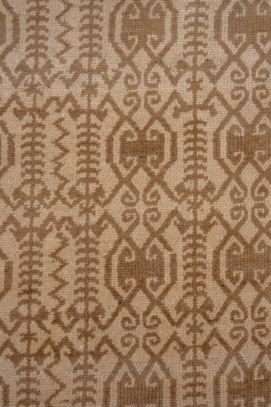 3' x 9' one-of-a-kind handmade vintage Oushak runner rug. Color palette: camel, beige, taupe, sand, gray