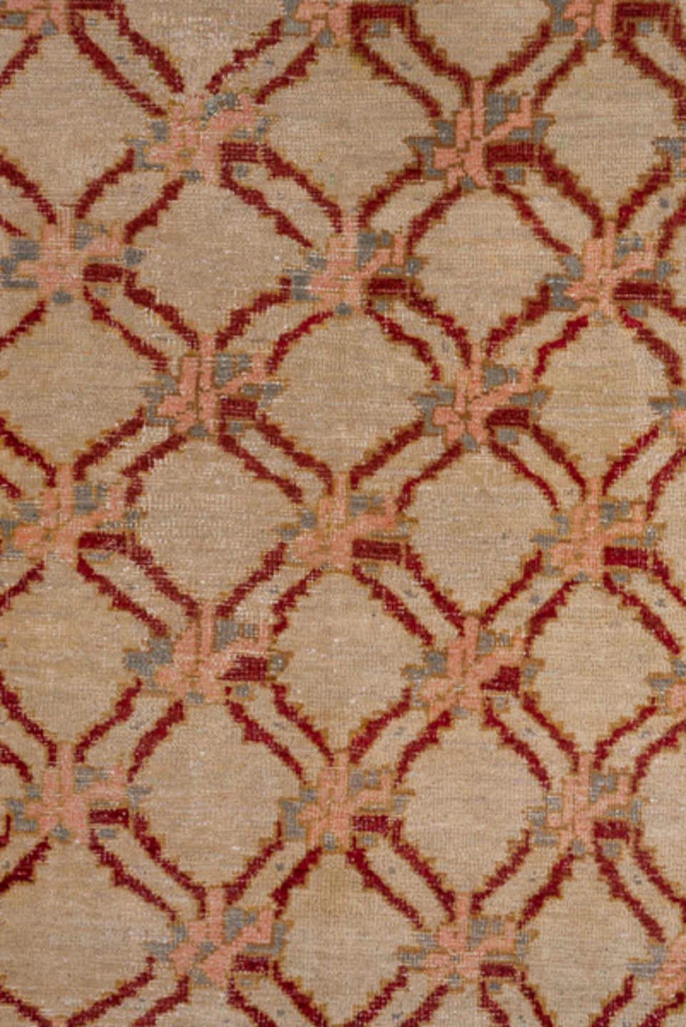6' x 9' one-of-a-kind handmade vintage Konya medium size rug. Color palette: camel, rust, blush, pale_blue, beige