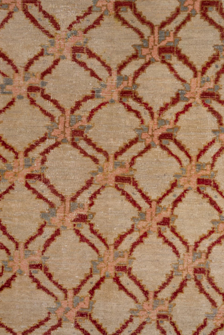 6' x 9' one-of-a-kind handmade vintage Konya medium size rug. Color palette: camel, rust, blush, pale_blue, beige