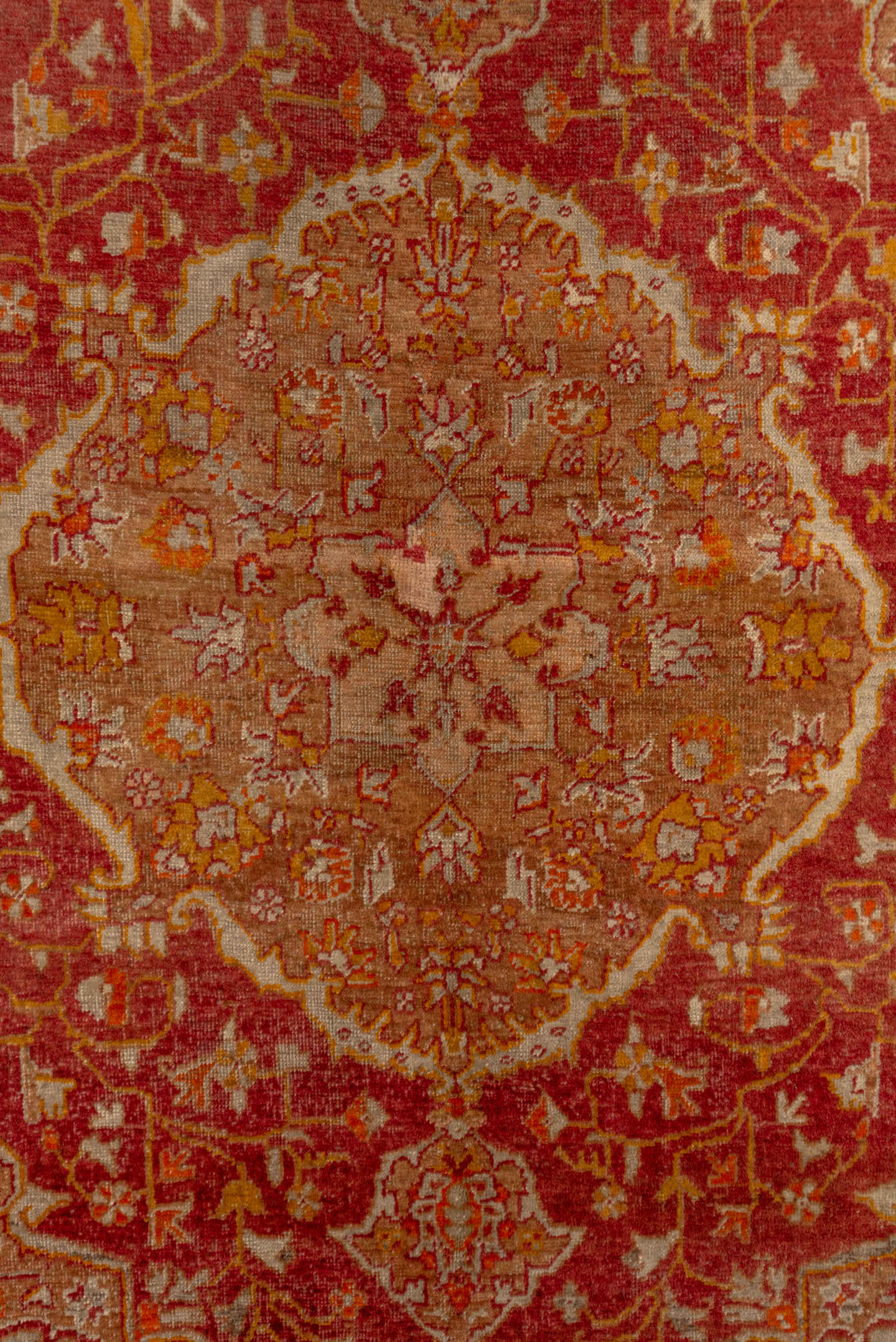 4' x 7' one-of-a-kind handmade vintage Sivas rug. Color palette: rust, terra cotta, rose, ivory, gold, camel, sienna