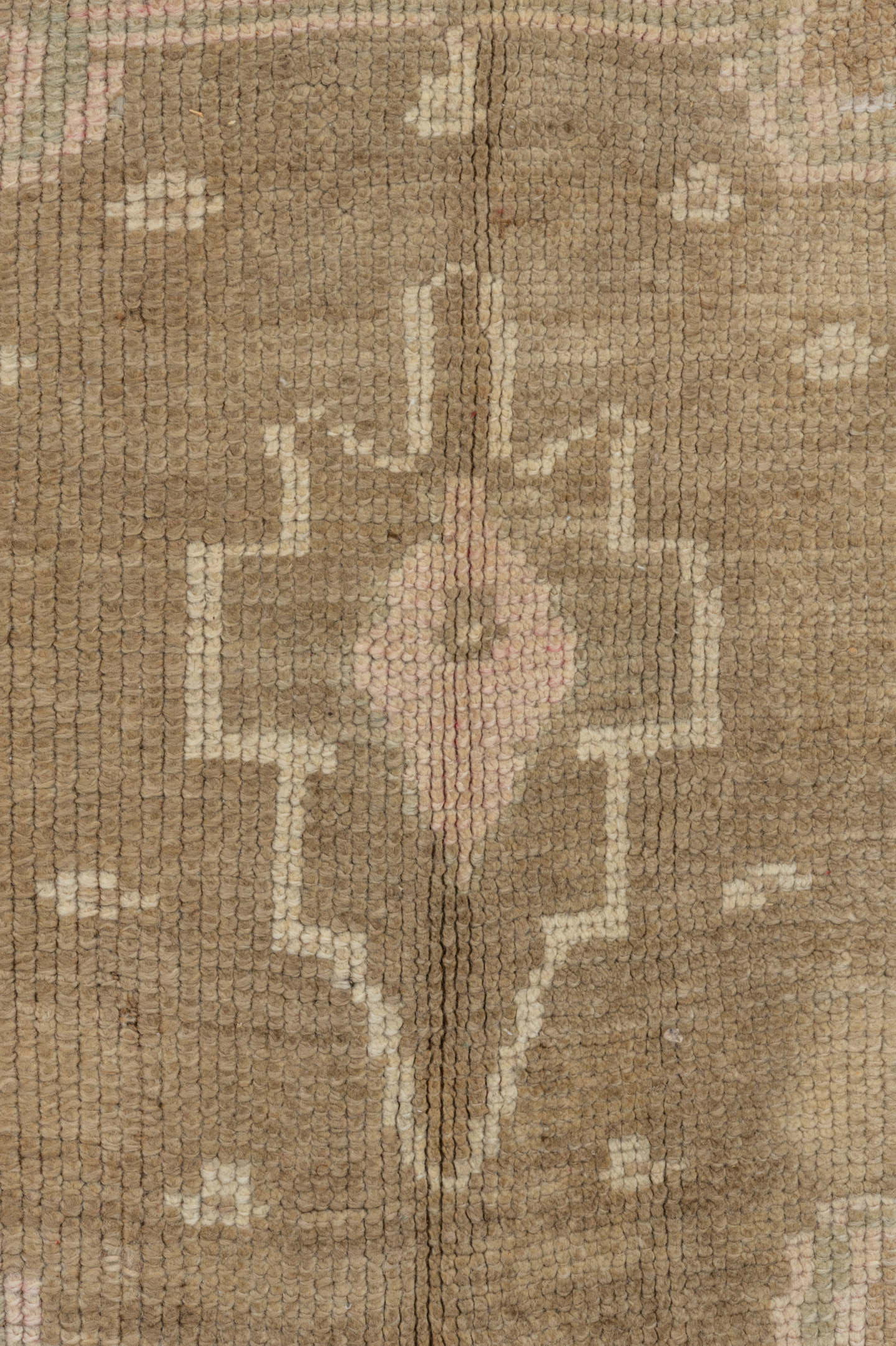 7' x 11' one-of-a-kind handmade vintage Oushak large size rug. Color palette: beige, ivory, taupe, camel, sand, light brown