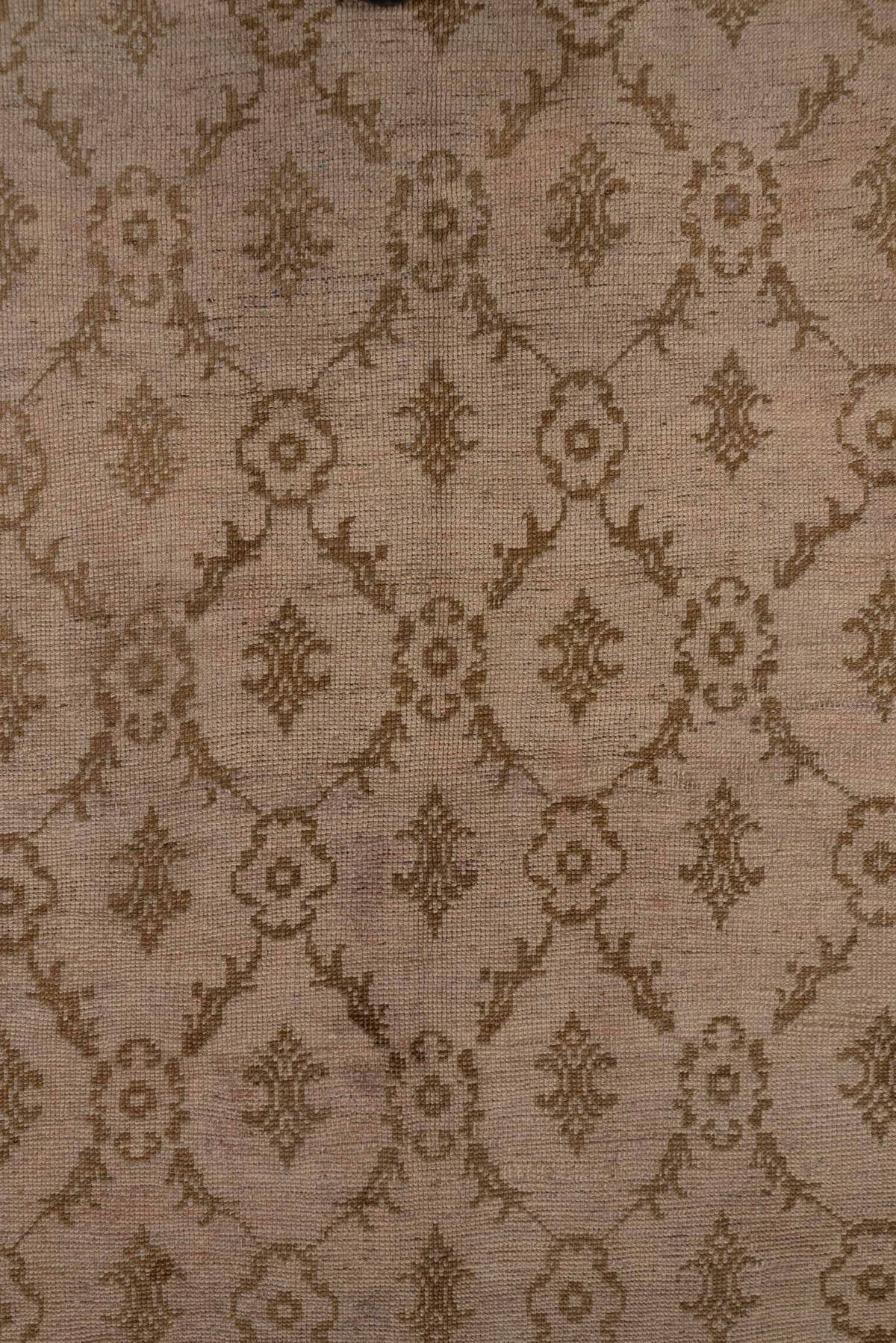 5' x 11' one-of-a-kind handmade vintage Oushak rug. Color palette: taupe, camel, beige, sand, brown, gray