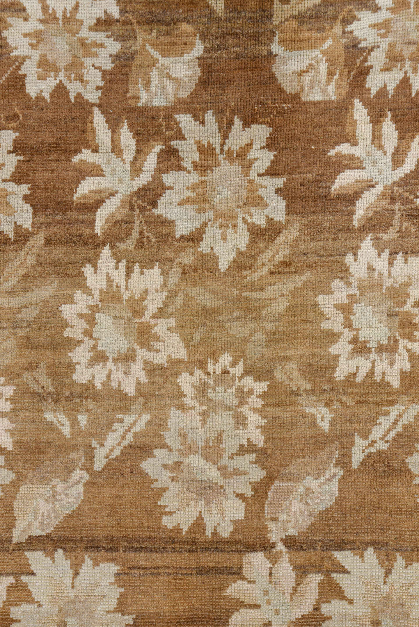 7' x 10' one-of-a-kind handmade vintage Oushak large size rug. Color palette: taupe, ivory, camel, beige, sand, brown, gray