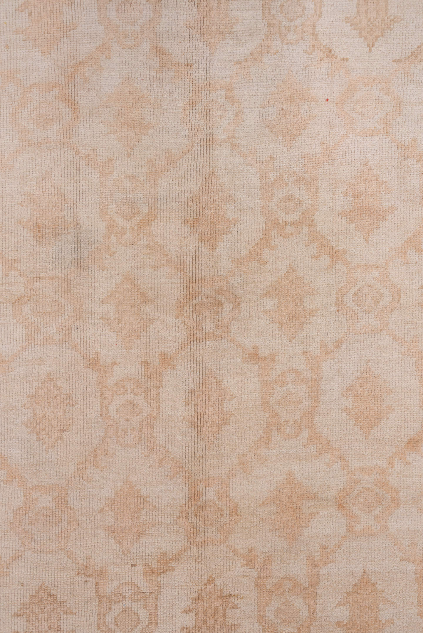 5' x 10' one-of-a-kind handmade vintage Konya medium size rug. Color palette: ivory, blush, peach, taupe, sand, pink