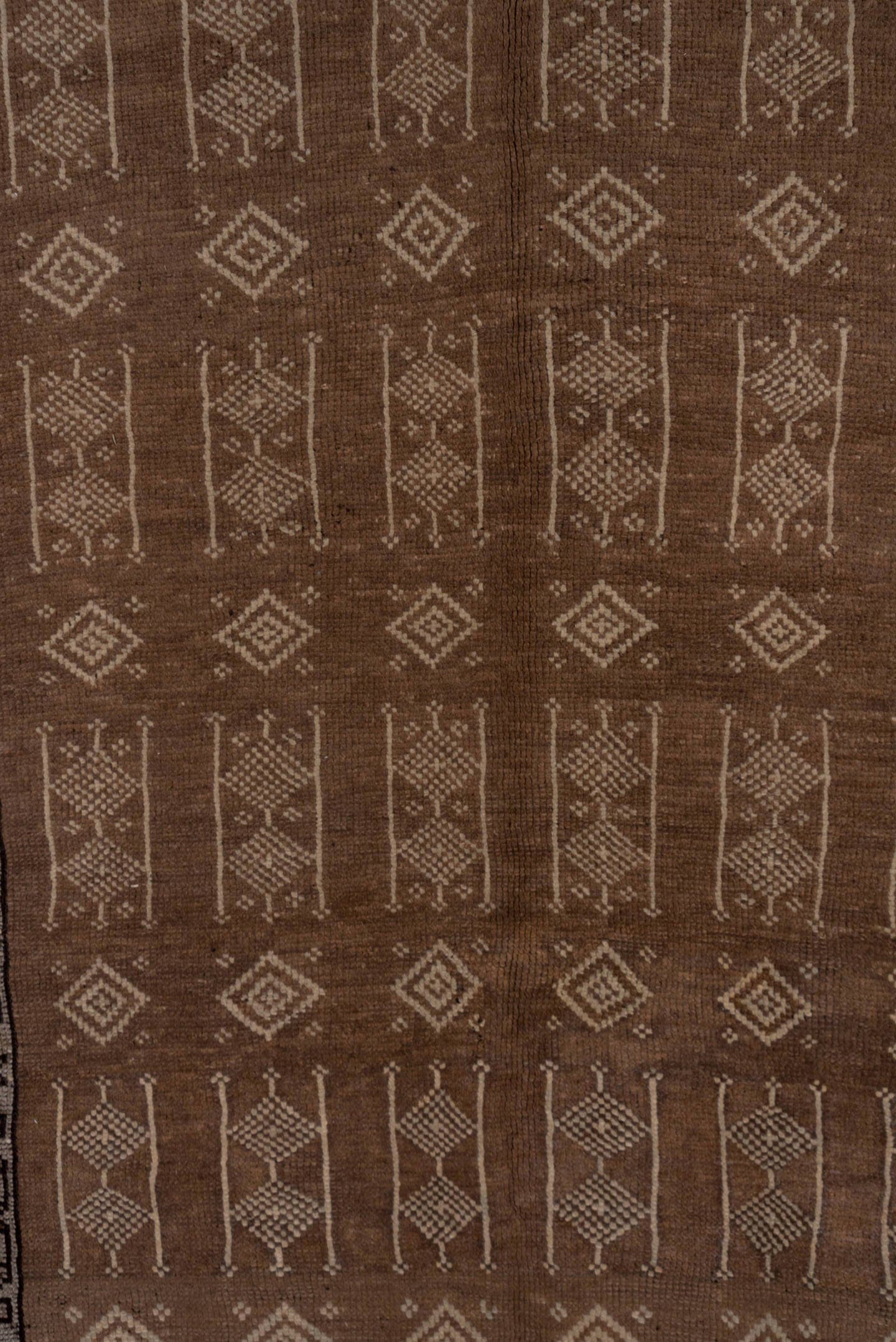 5' x 13' one-of-a-kind handmade vintage Kars runner rug. Color palette: taupe, brown, ivory, charcoal, camel, beige, gray