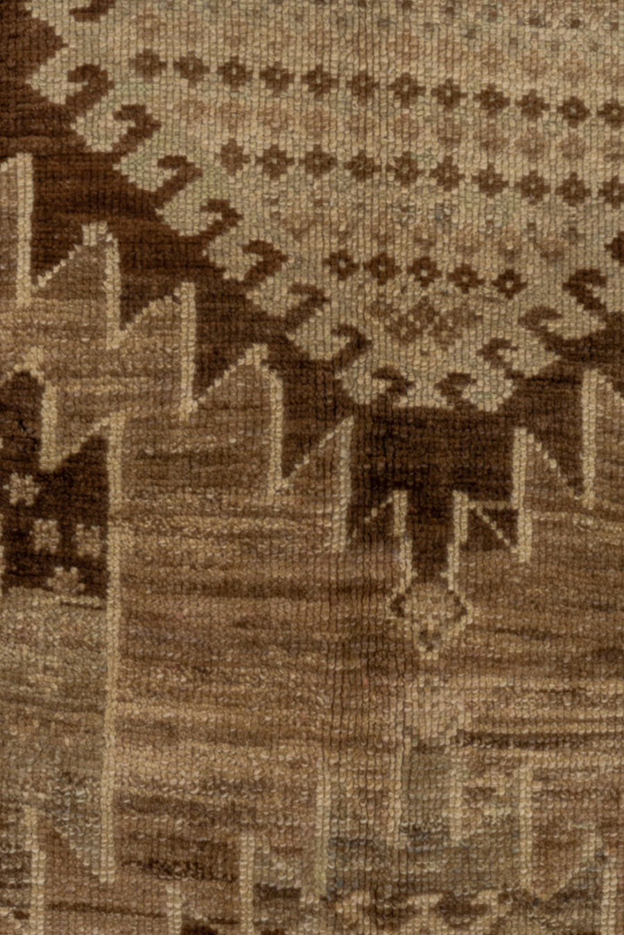 5' x 11' one-of-a-kind handmade vintage Oushak runner rug. Color palette: taupe, brown, ivory, camel, charcoal, beige, gray