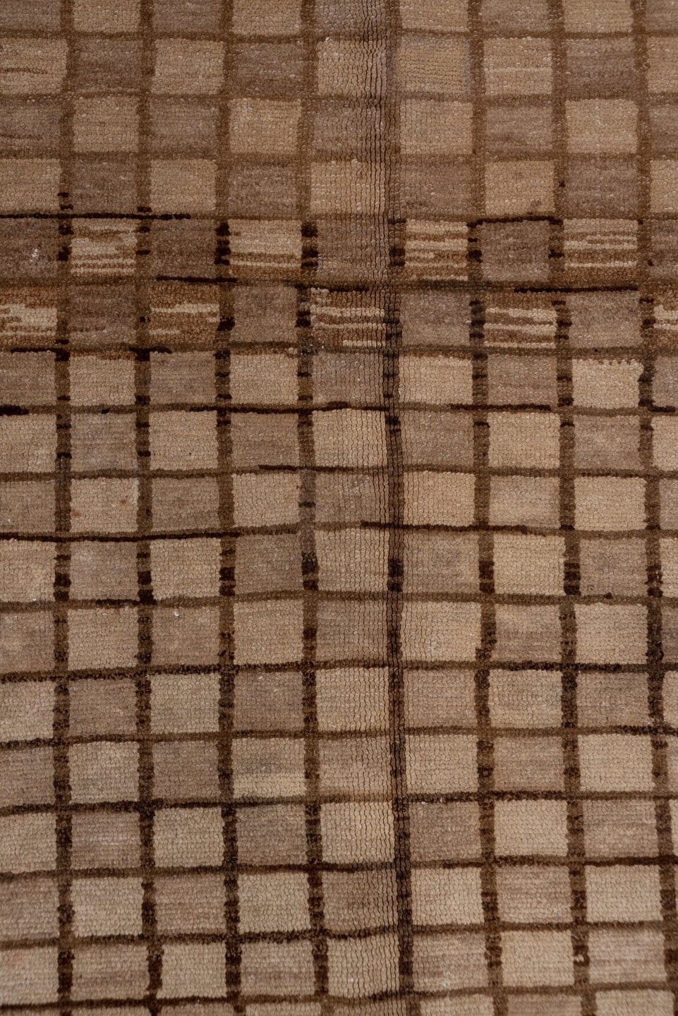 6' x 11' one-of-a-kind handmade vintage Oushak large size rug. Color palette: taupe, brown, camel, beige, gray