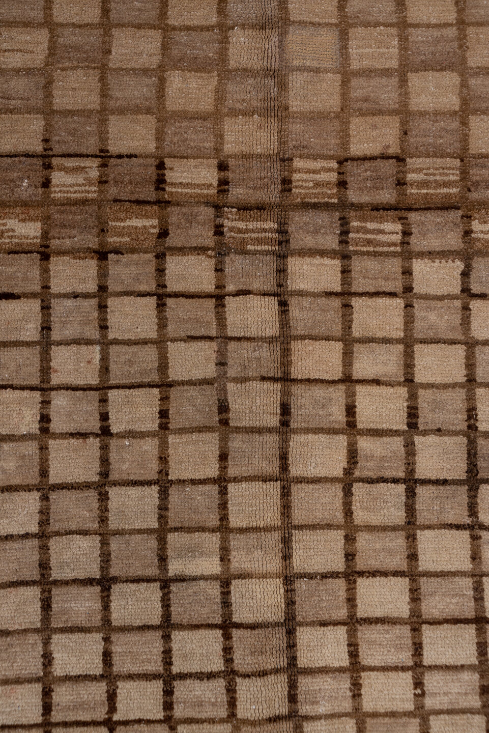 6' x 11' one-of-a-kind handmade vintage Oushak large size rug. Color palette: taupe, brown, camel, beige, gray
