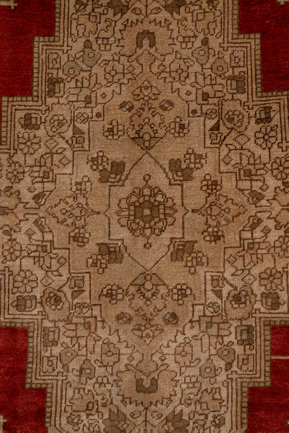 6' x 12' one-of-a-kind handmade vintage Oushak large size rug. Color palette: taupe, terra cotta, beige, ivory, brown, rust